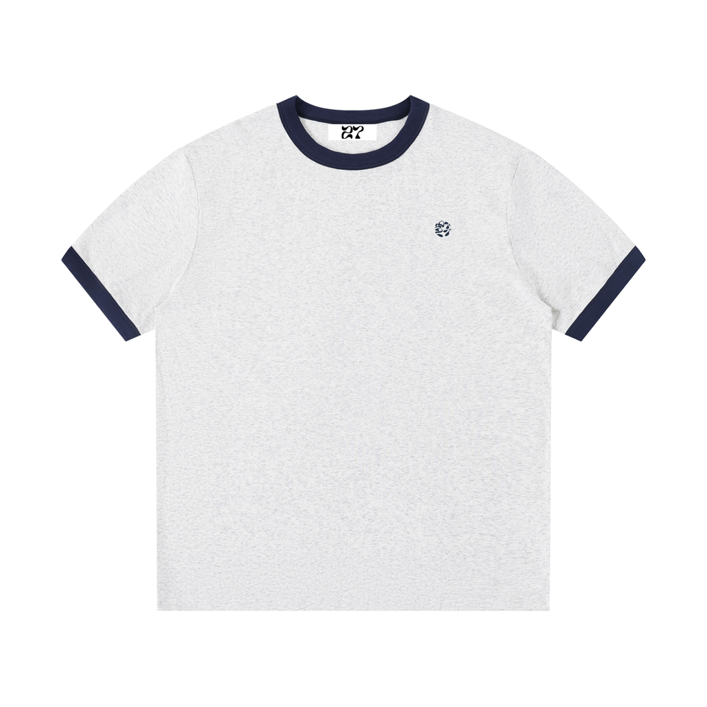 Contrast Edge Ribbed Crewneck T-Shirt