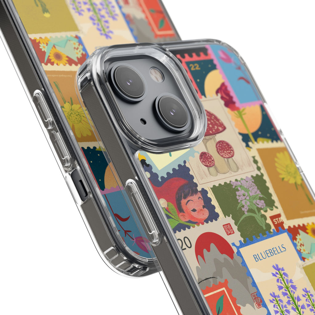 Clear Case — Vintage Floral Stamp Collage Phone Case
