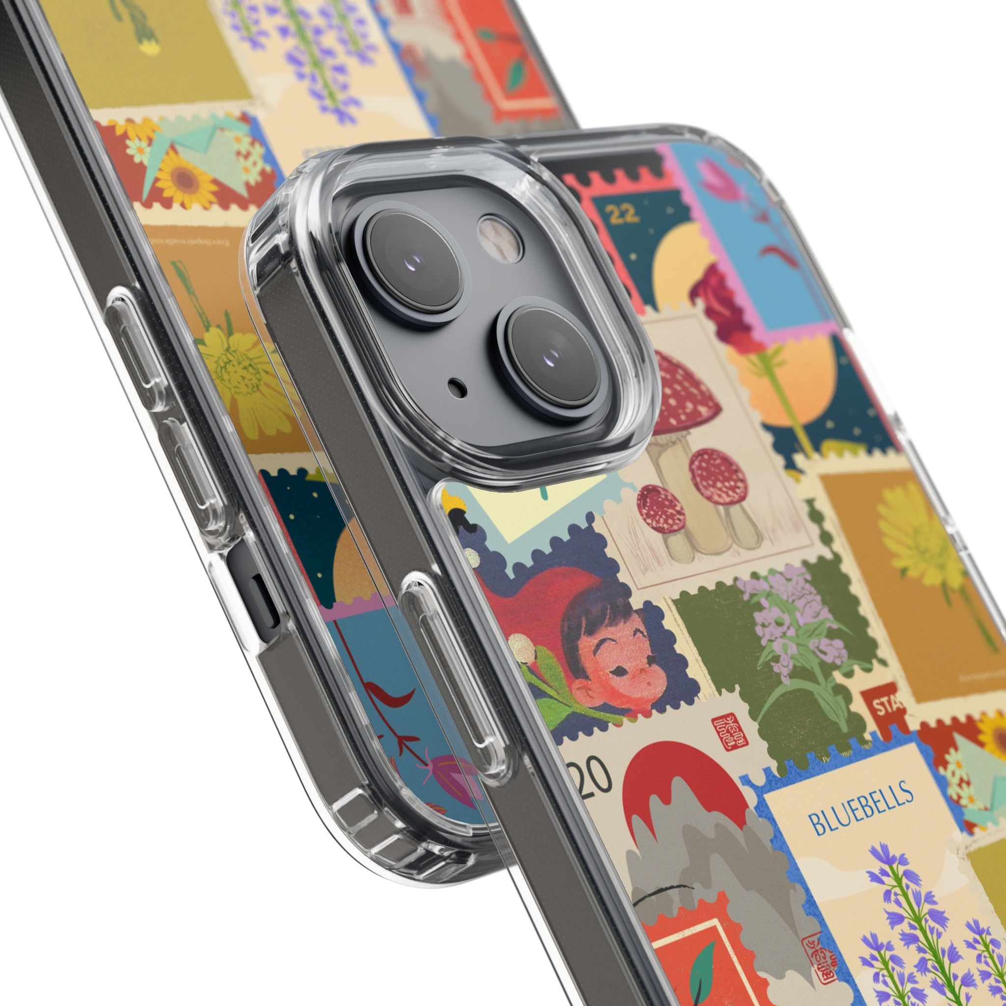 Clear Case — Vintage Floral Stamp Collage Phone Case