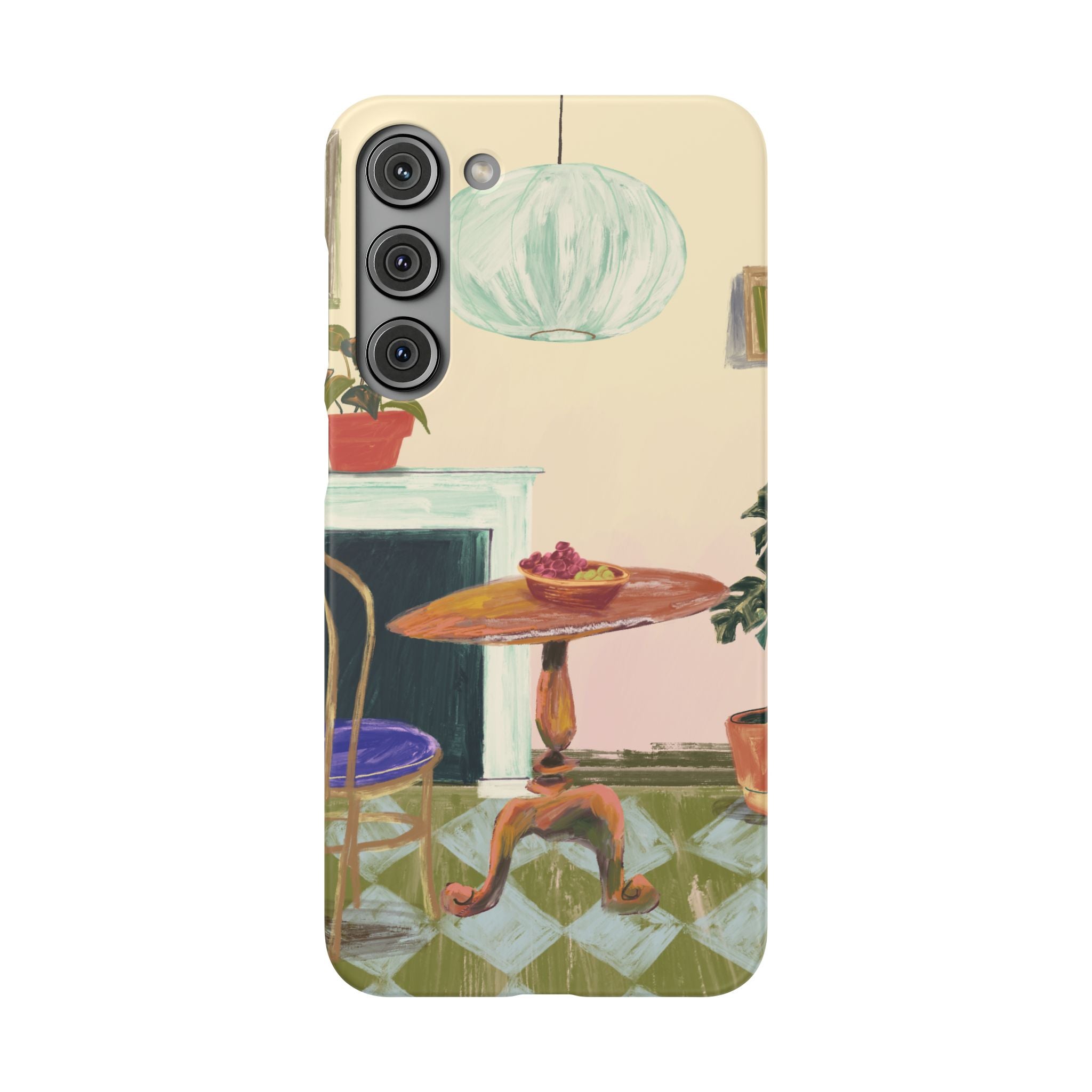 Vintage Bistro Phone Case — Cozy Cafe Interior Illustration Snap Case