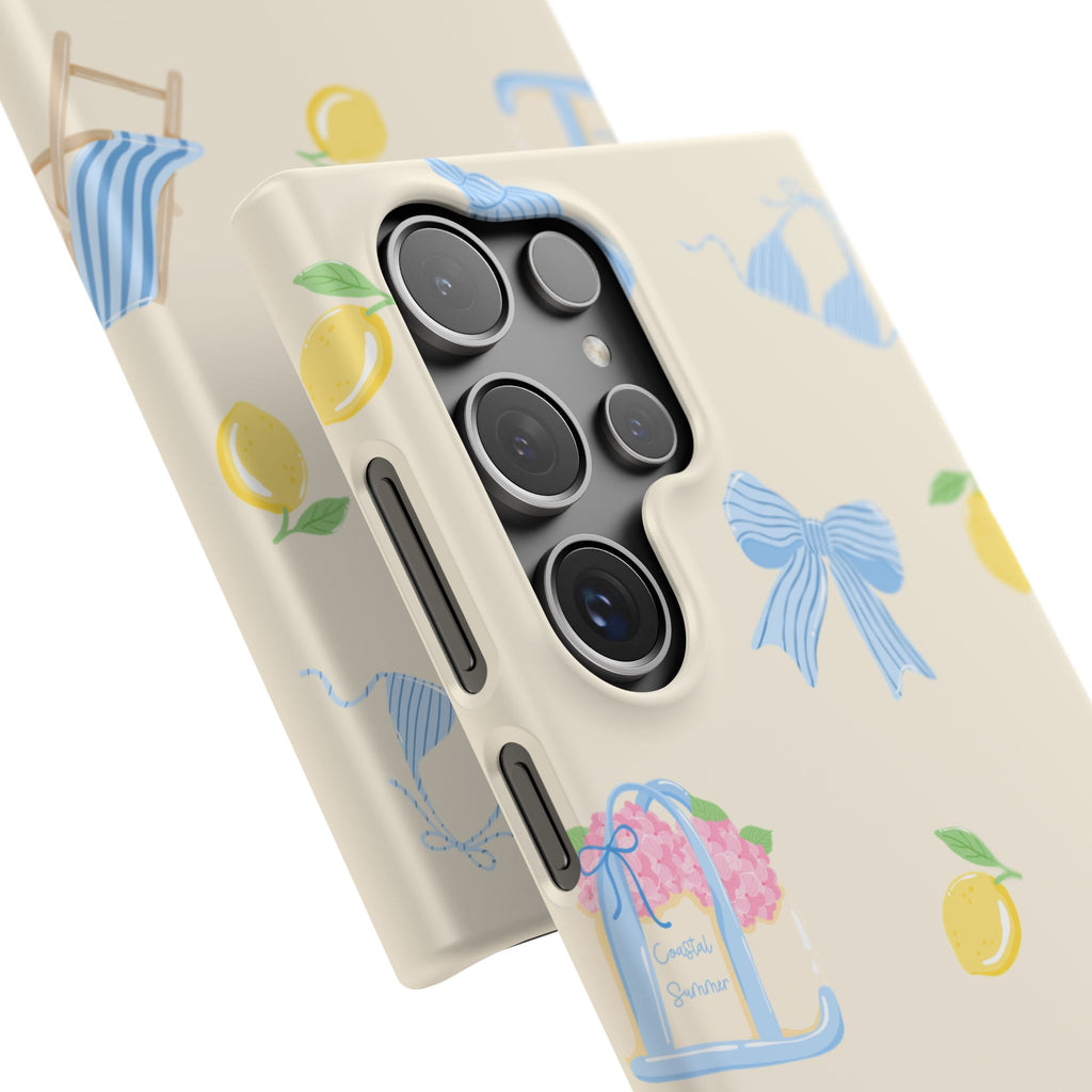 Cute Lemon & Beach Pattern Phone Case — Pastel Summer Snap Case