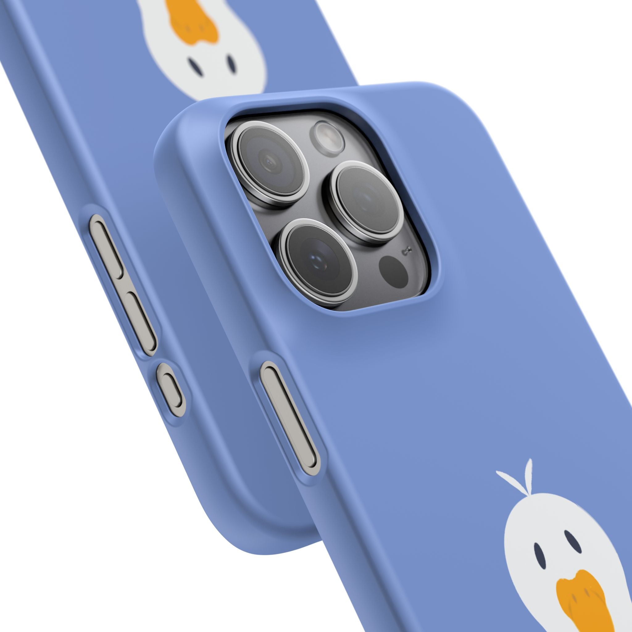Cute Goose Phone Case – Blue Snap Phone Cover with Whimsical Bird Design
