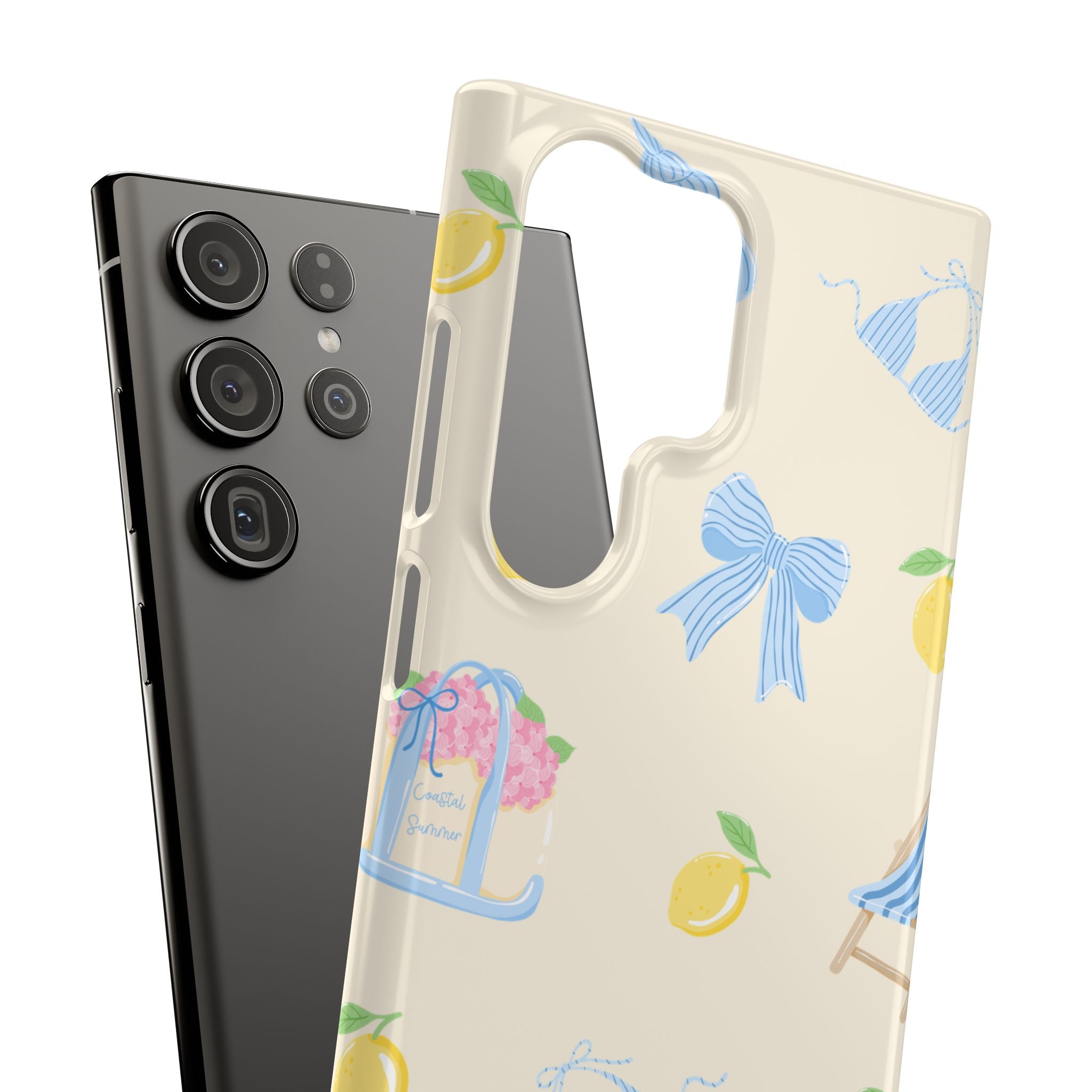 Cute Lemon & Beach Pattern Phone Case — Pastel Summer Snap Case