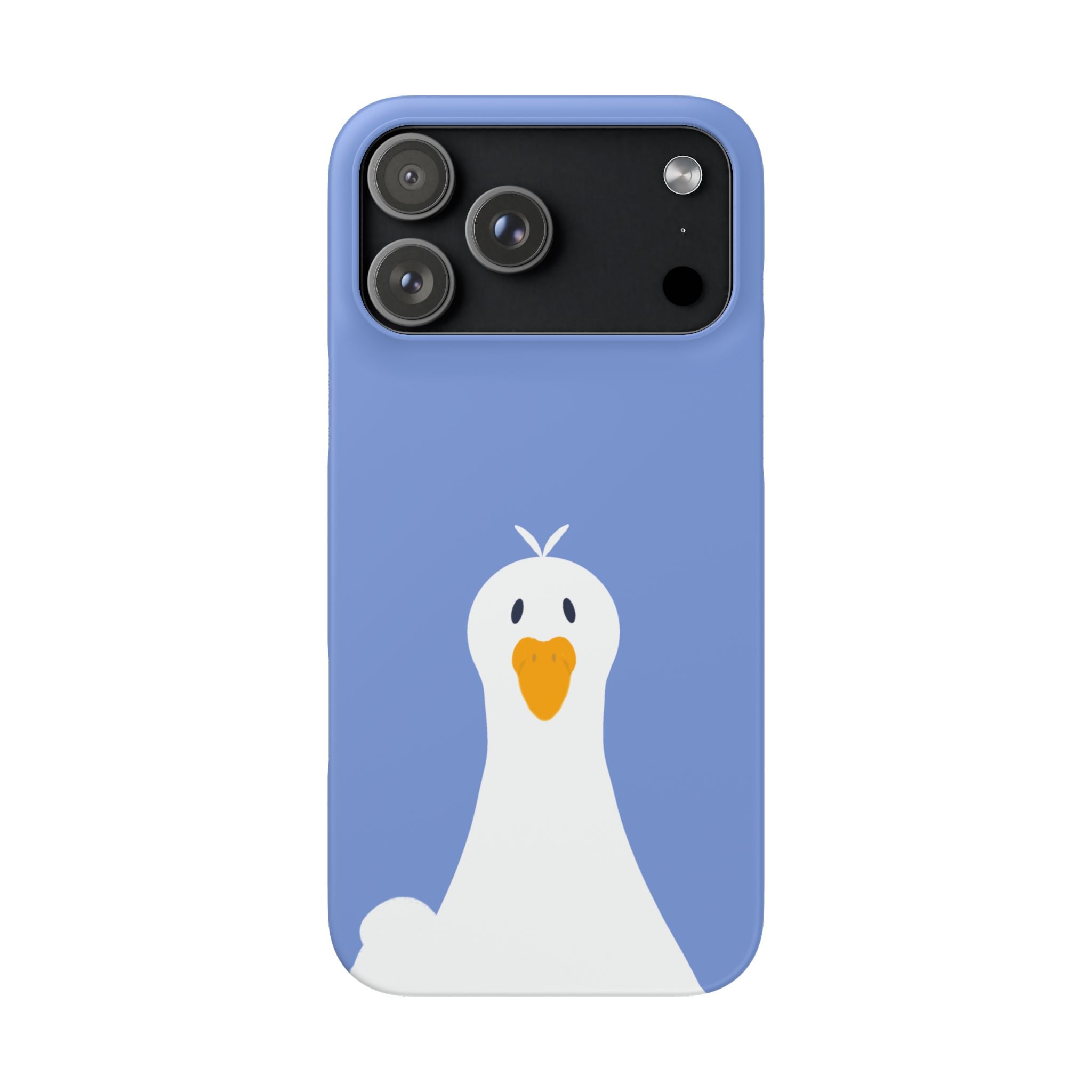 Cute Goose Phone Case – Blue Snap Phone Cover with Whimsical Bird Design