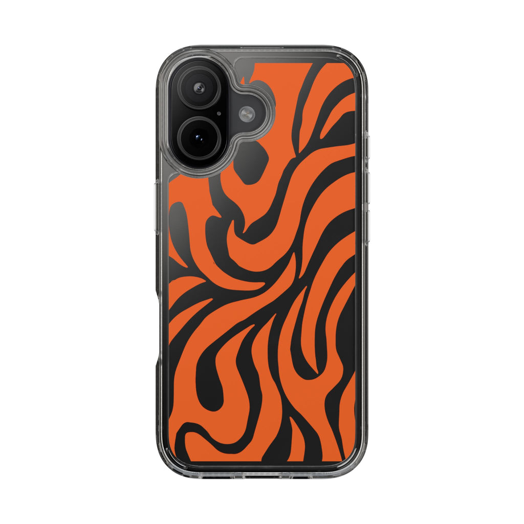 Orange Tiger Stripe Clear Phone Case — Bold Animal Print iPhone Cover