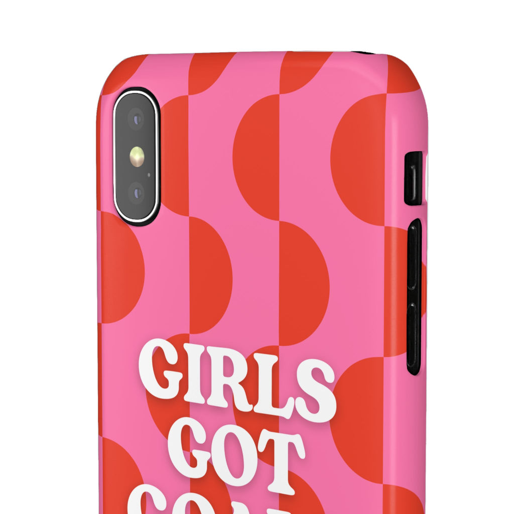 Girls Got Goals Phone Case - Retro Pink Red Motivational Snap Case