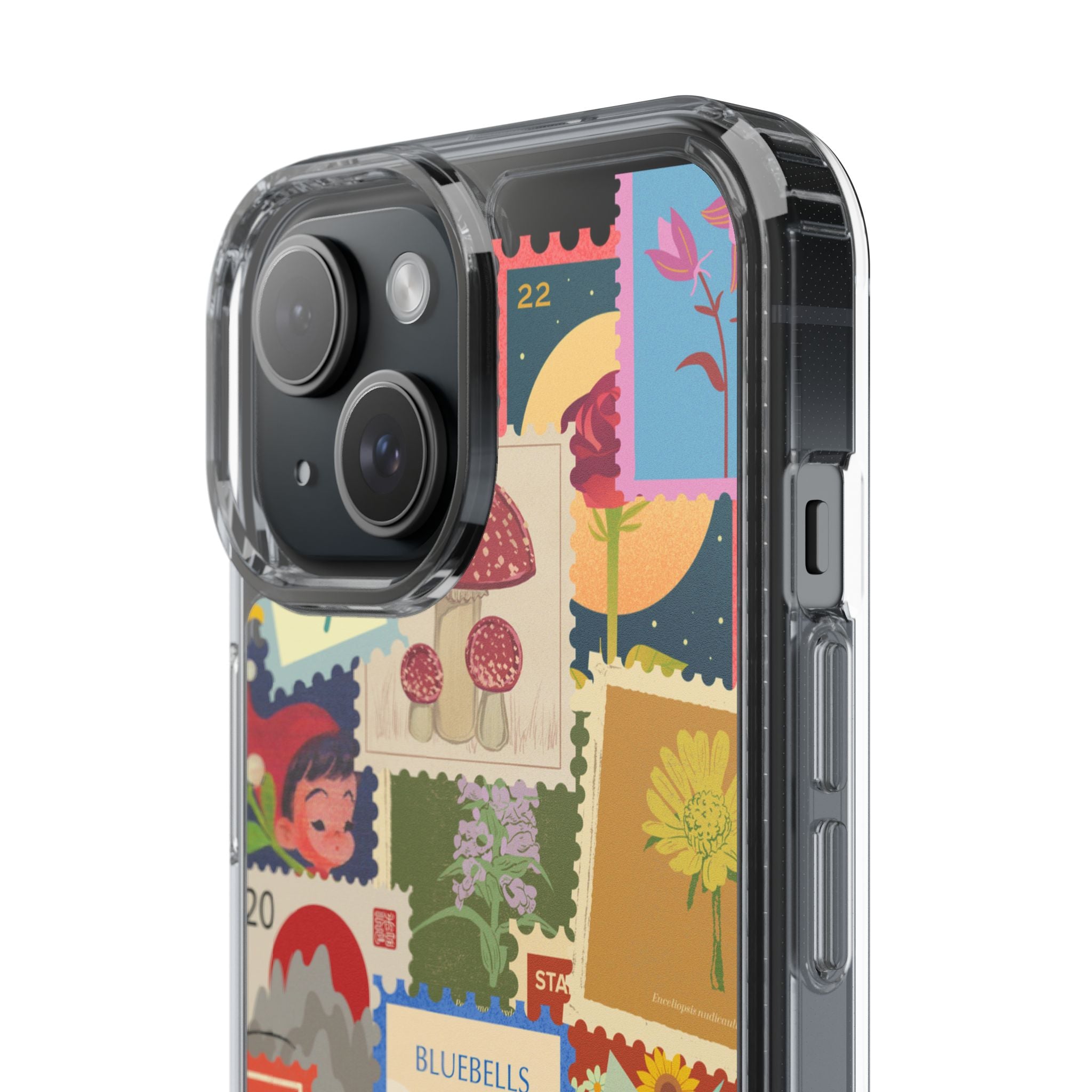 Clear Case — Vintage Floral Stamp Collage Phone Case