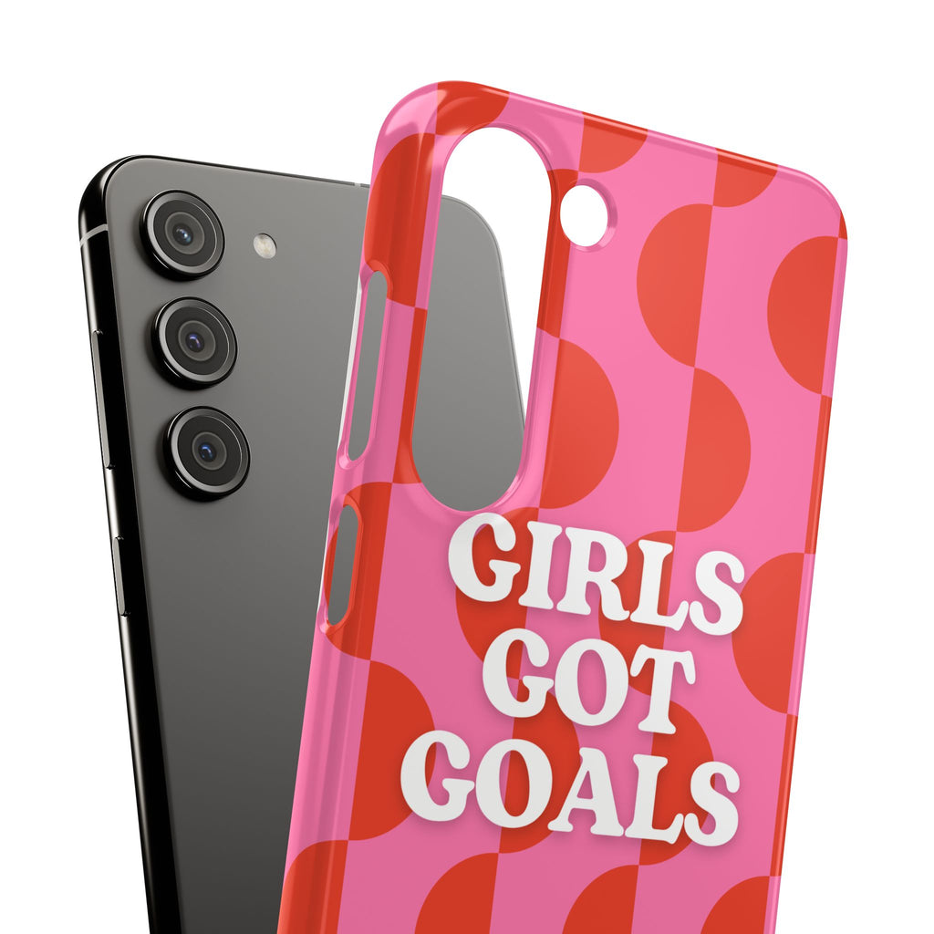Girls Got Goals Phone Case - Retro Pink Red Motivational Snap Case