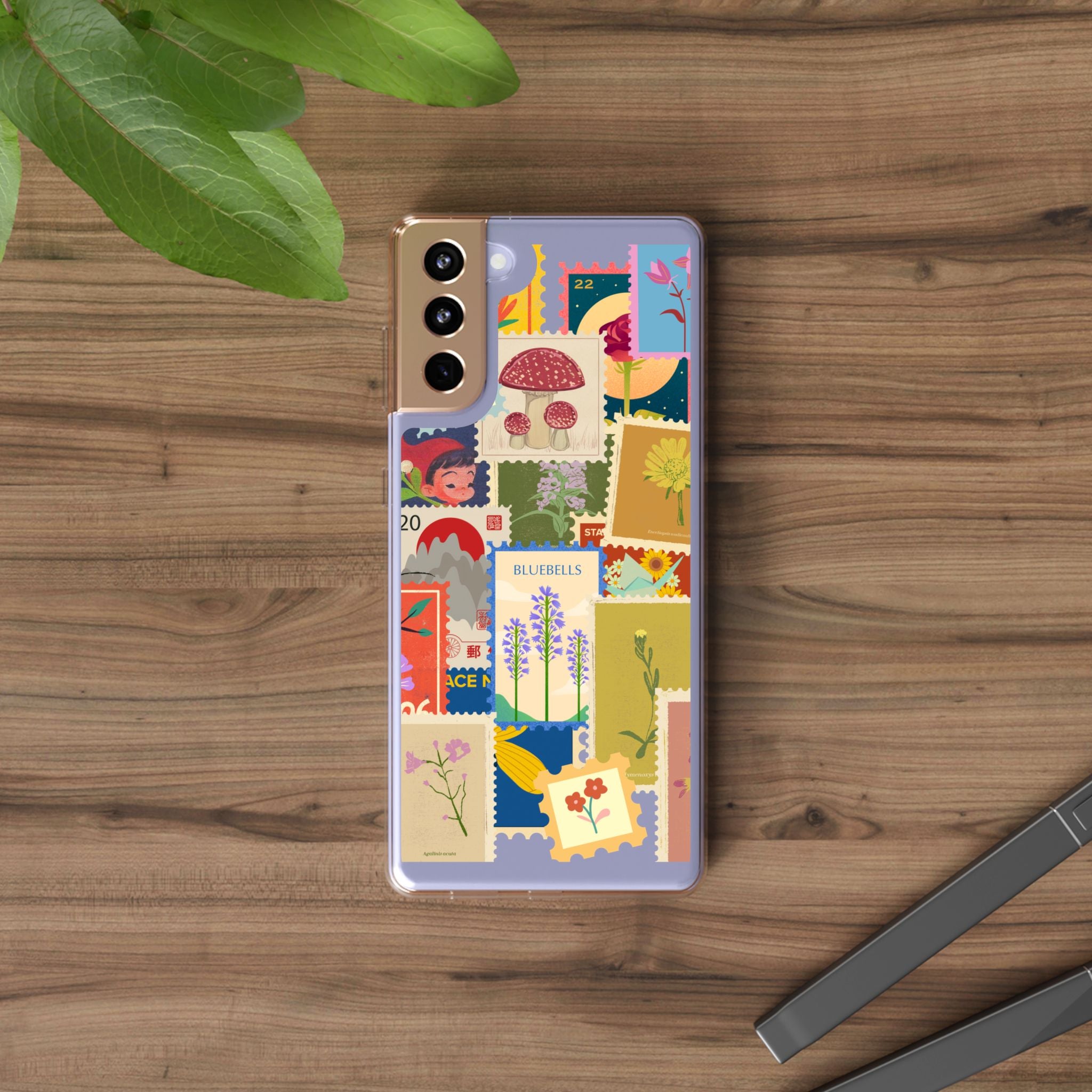 Clear Case — Vintage Floral Stamp Collage Phone Case