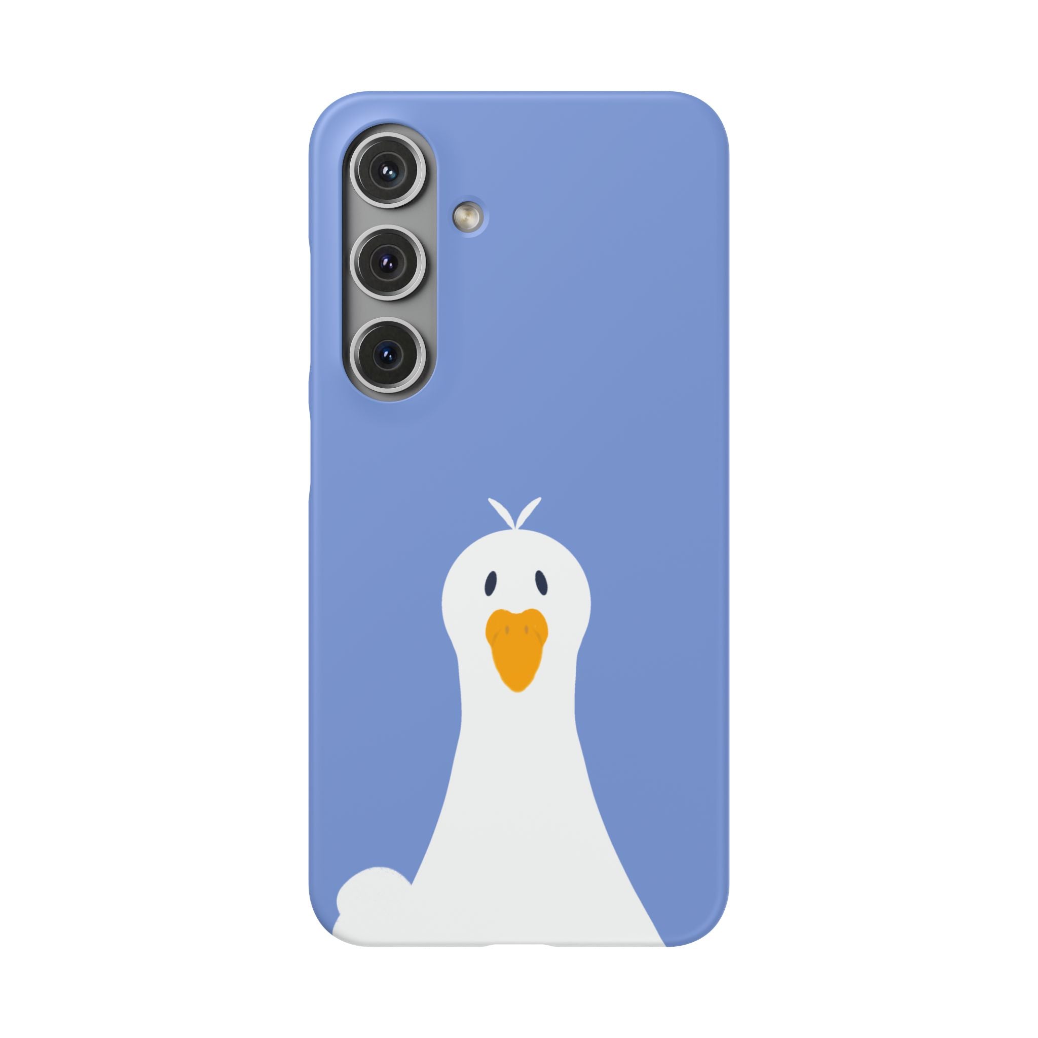 Cute Goose Phone Case – Blue Snap Phone Cover with Whimsical Bird Design
