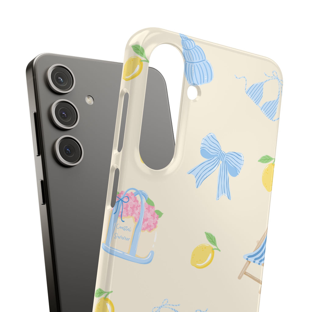 Cute Lemon & Beach Pattern Phone Case — Pastel Summer Snap Case
