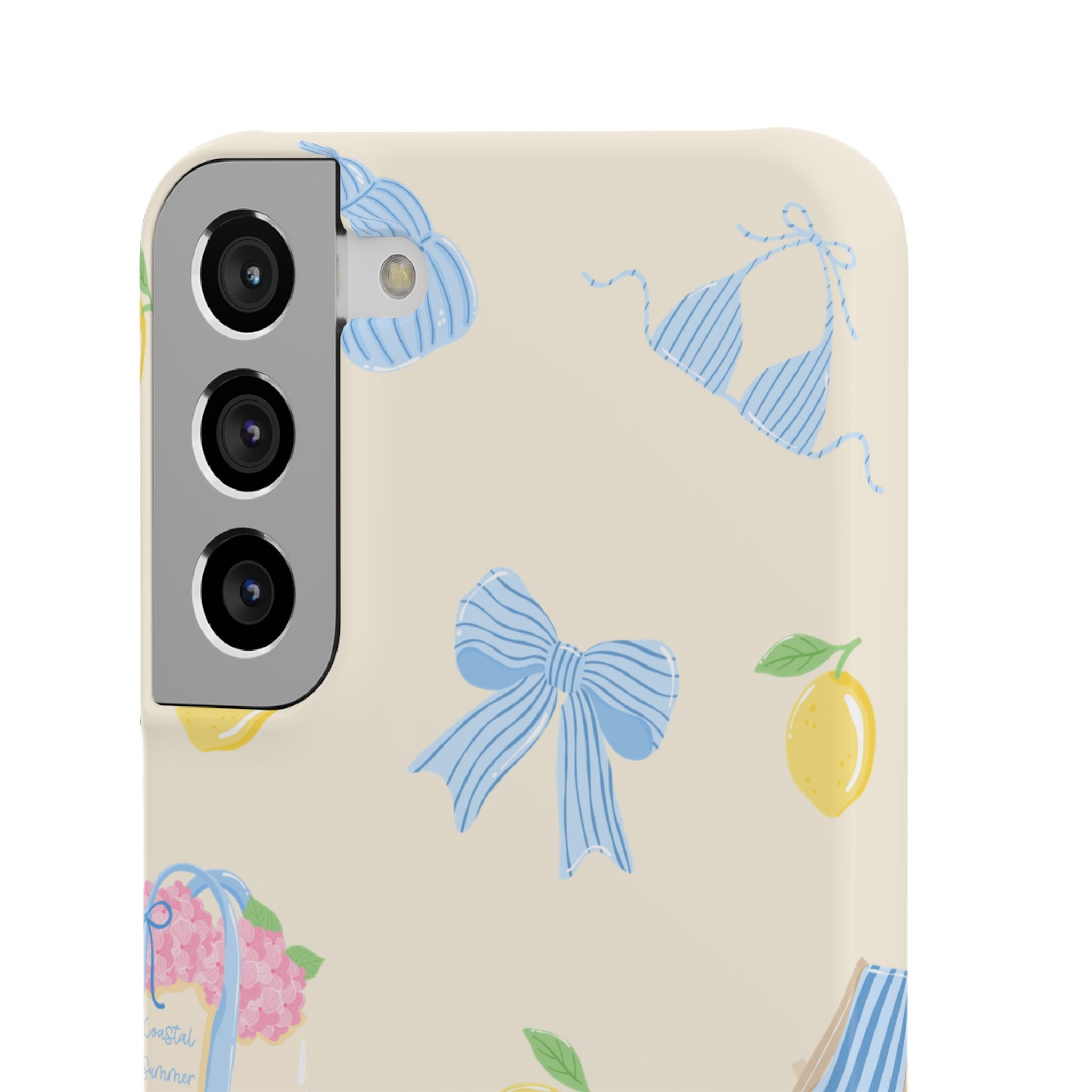 Cute Lemon & Beach Pattern Phone Case — Pastel Summer Snap Case