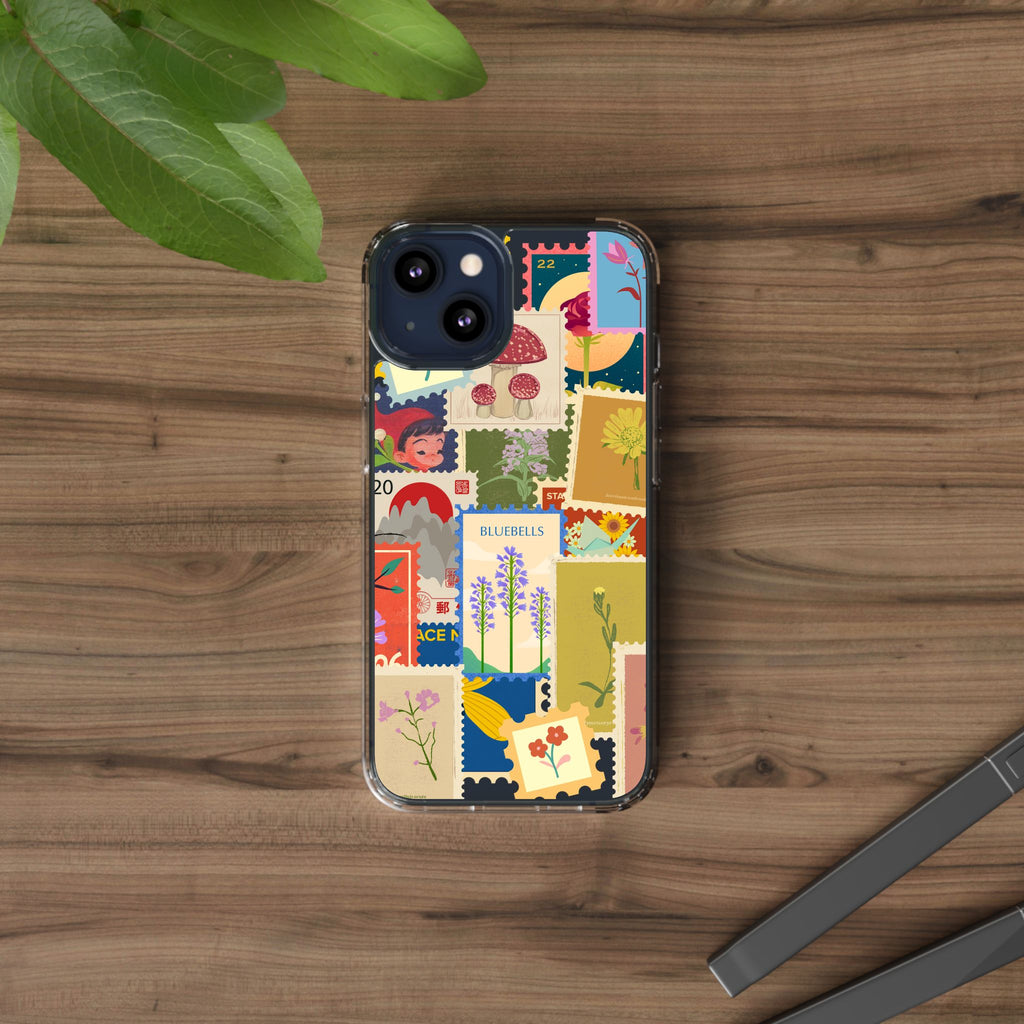 Clear Case — Vintage Floral Stamp Collage Phone Case