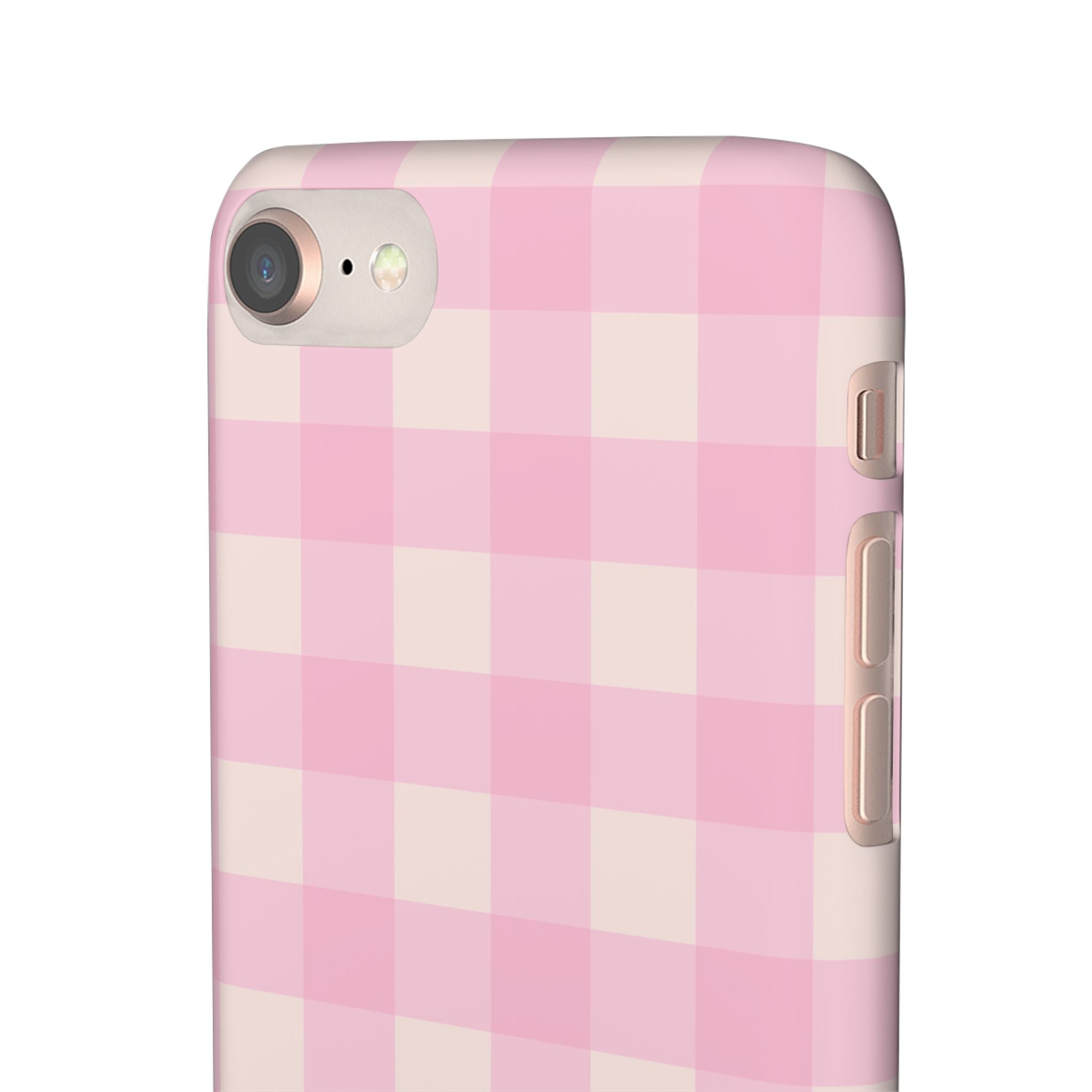 Pink Gingham Snap Phone Case - Cute Pastel Checkered iPhone Cover
