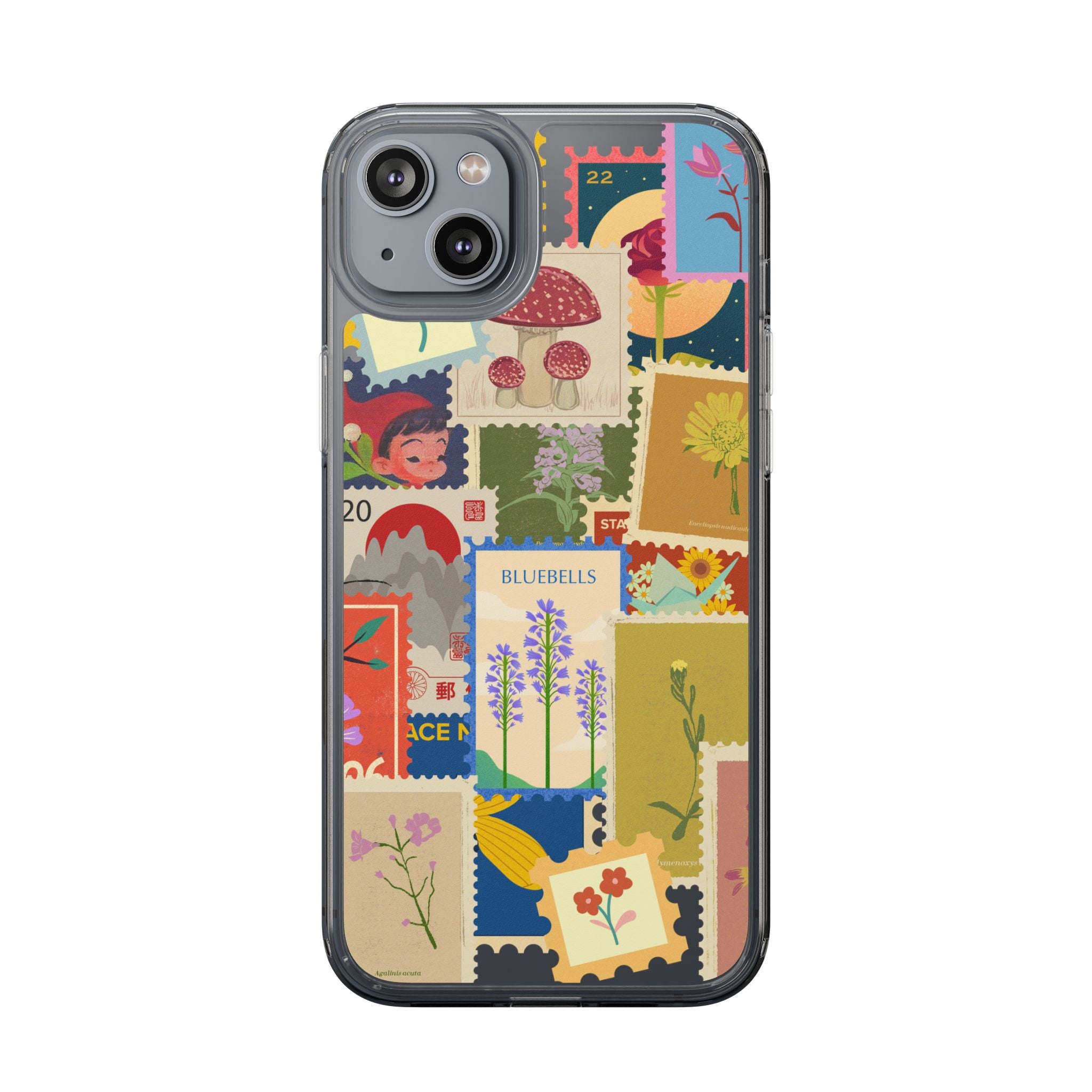 Clear Case — Vintage Floral Stamp Collage Phone Case