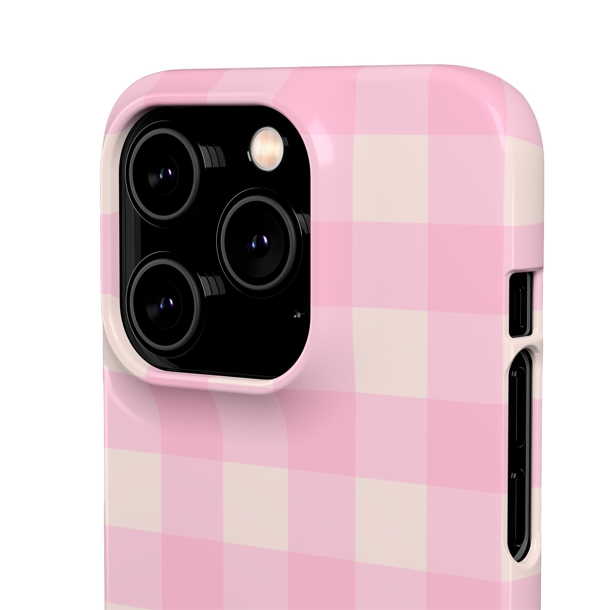 Pink Gingham Snap Phone Case - Cute Pastel Checkered iPhone Cover