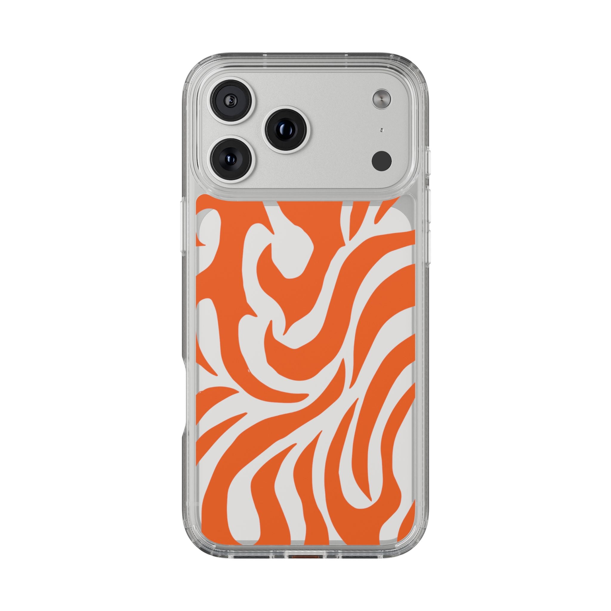 Orange Tiger Stripe Clear Phone Case — Bold Animal Print iPhone Cover