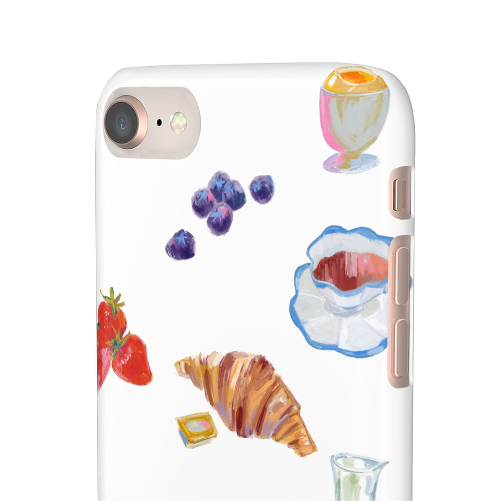 Phone Case — Watercolor Breakfast Pattern (croissant, berries, juice)