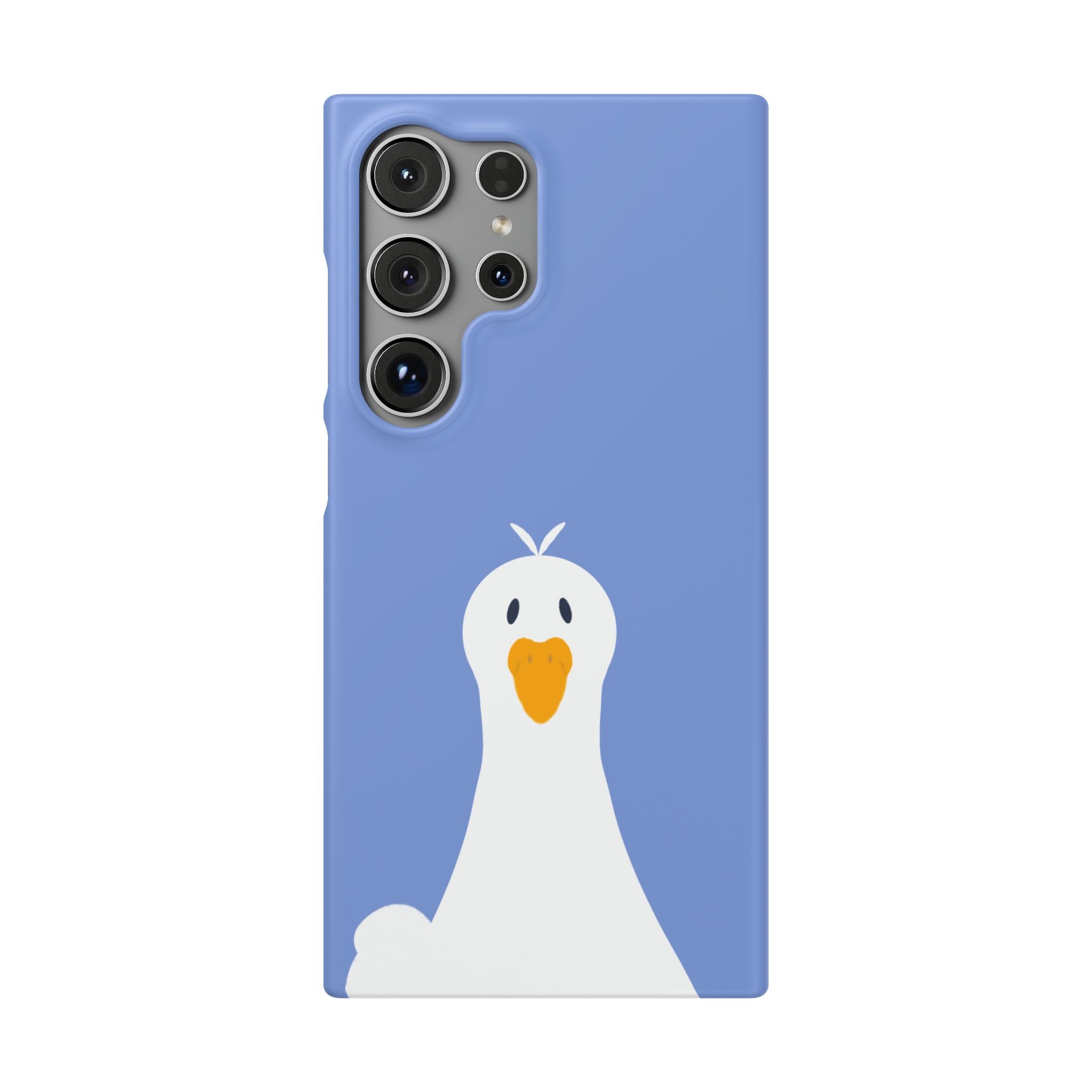 Cute Goose Phone Case – Blue Snap Phone Cover with Whimsical Bird Design