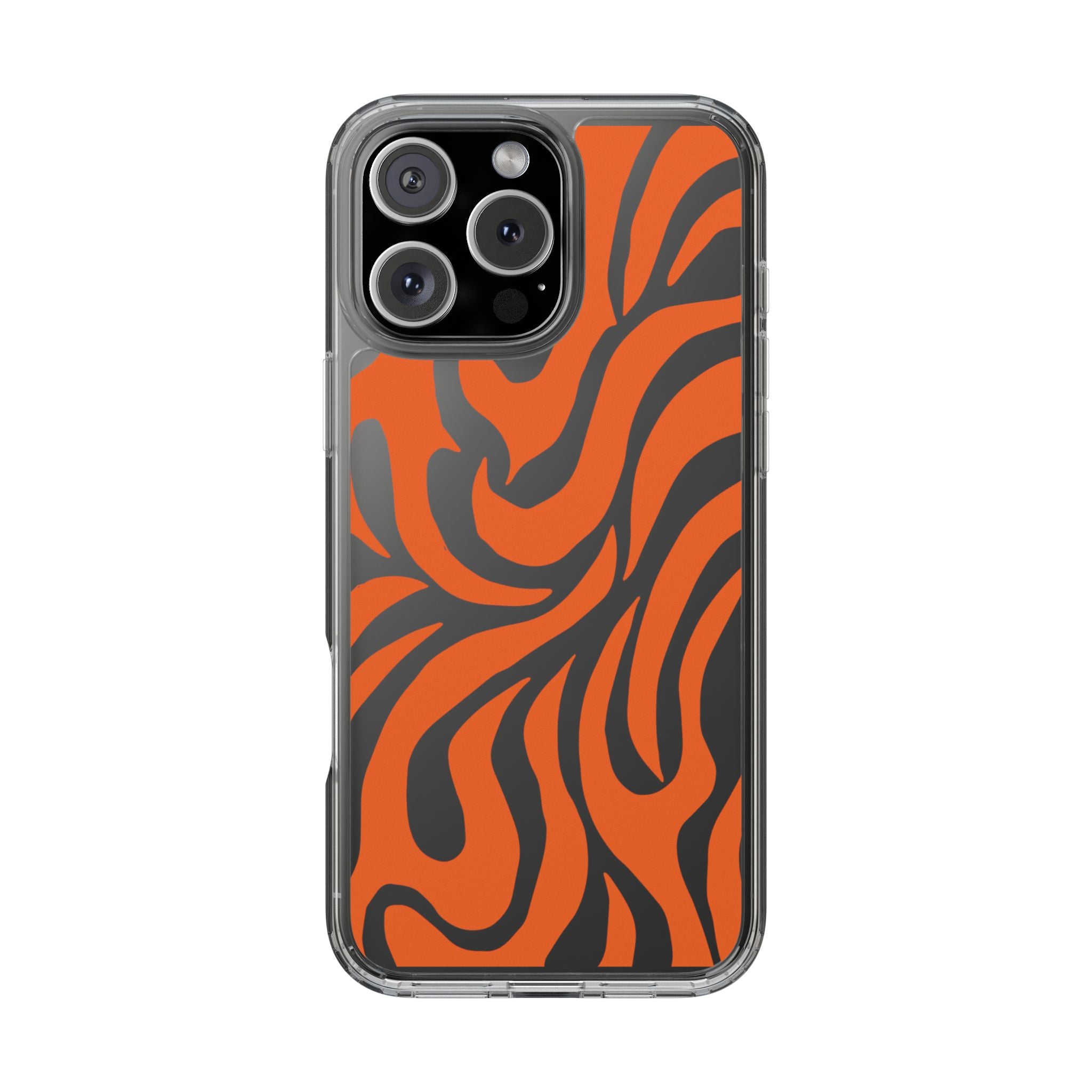 Orange Tiger Stripe Clear Phone Case — Bold Animal Print iPhone Cover