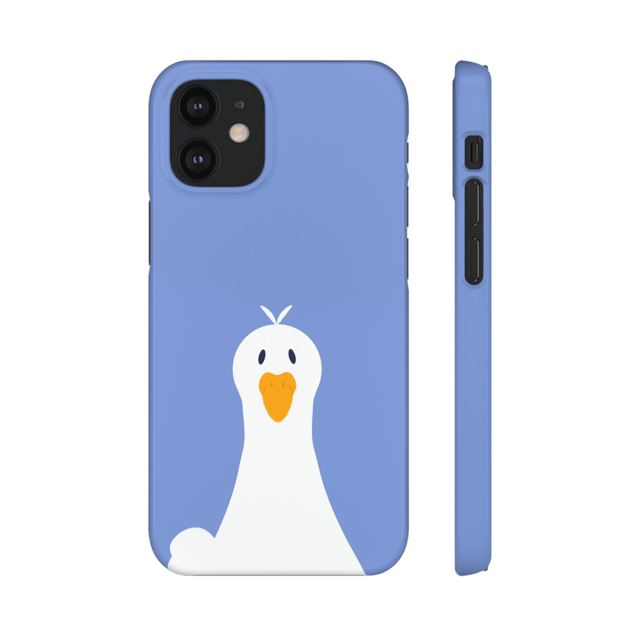Cute Goose Phone Case – Blue Snap Phone Cover with Whimsical Bird Design