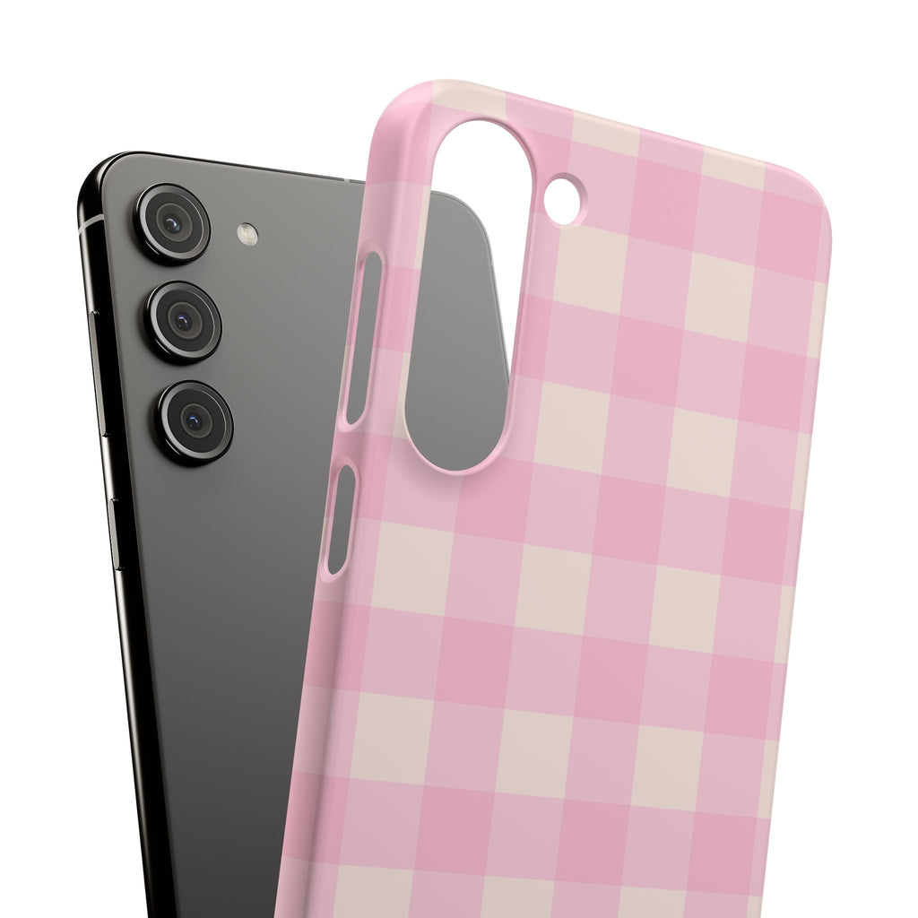 Pink Gingham Snap Phone Case - Cute Pastel Checkered iPhone Cover