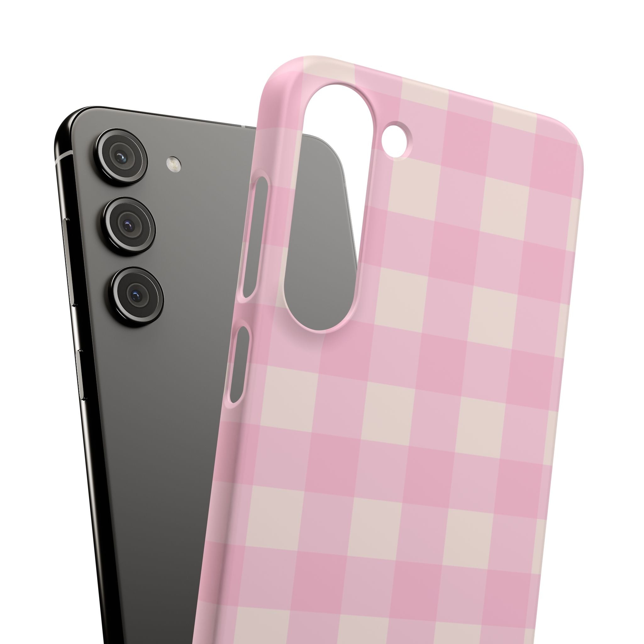 Pink Gingham Snap Phone Case - Cute Pastel Checkered iPhone Cover