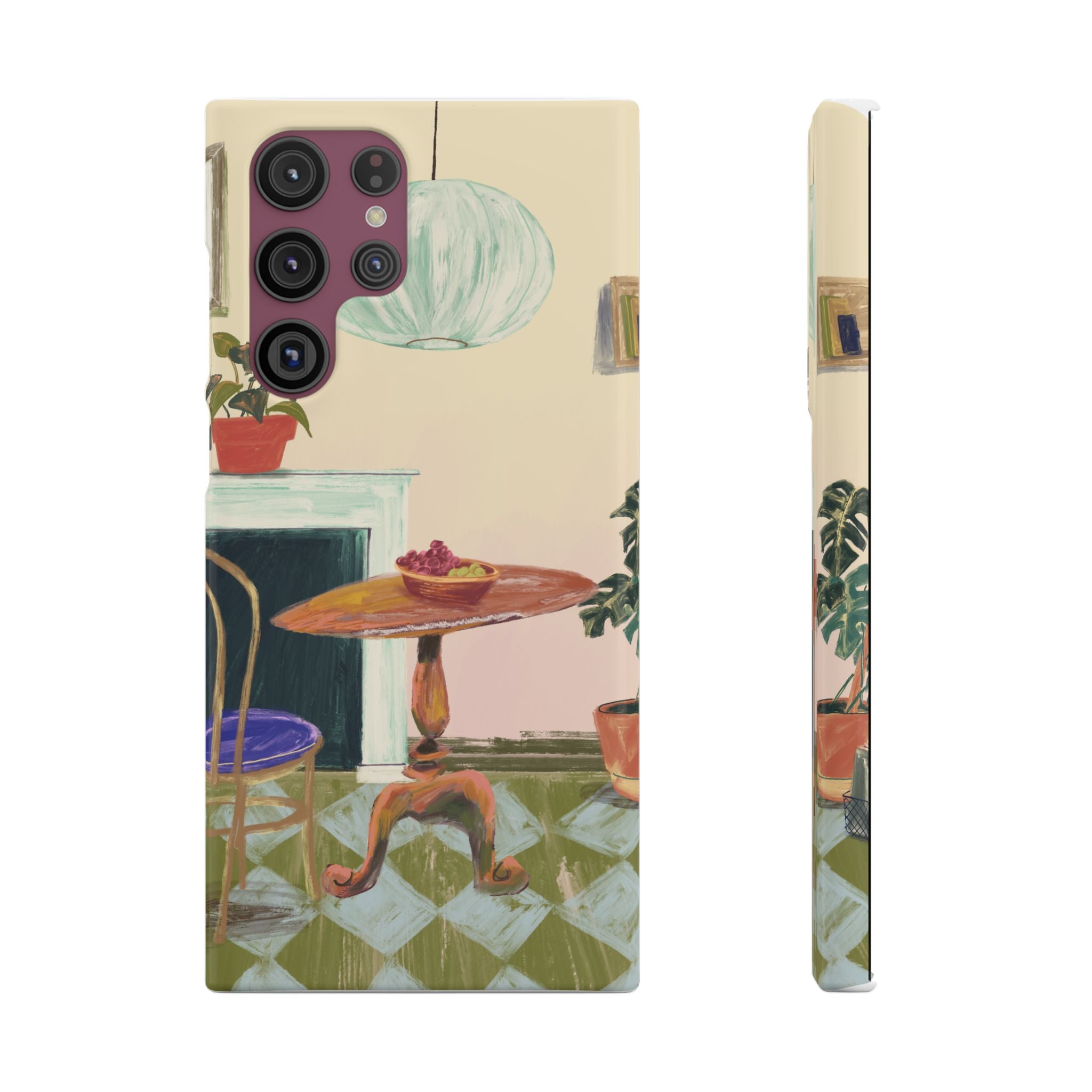 Vintage Bistro Phone Case — Cozy Cafe Interior Illustration Snap Case