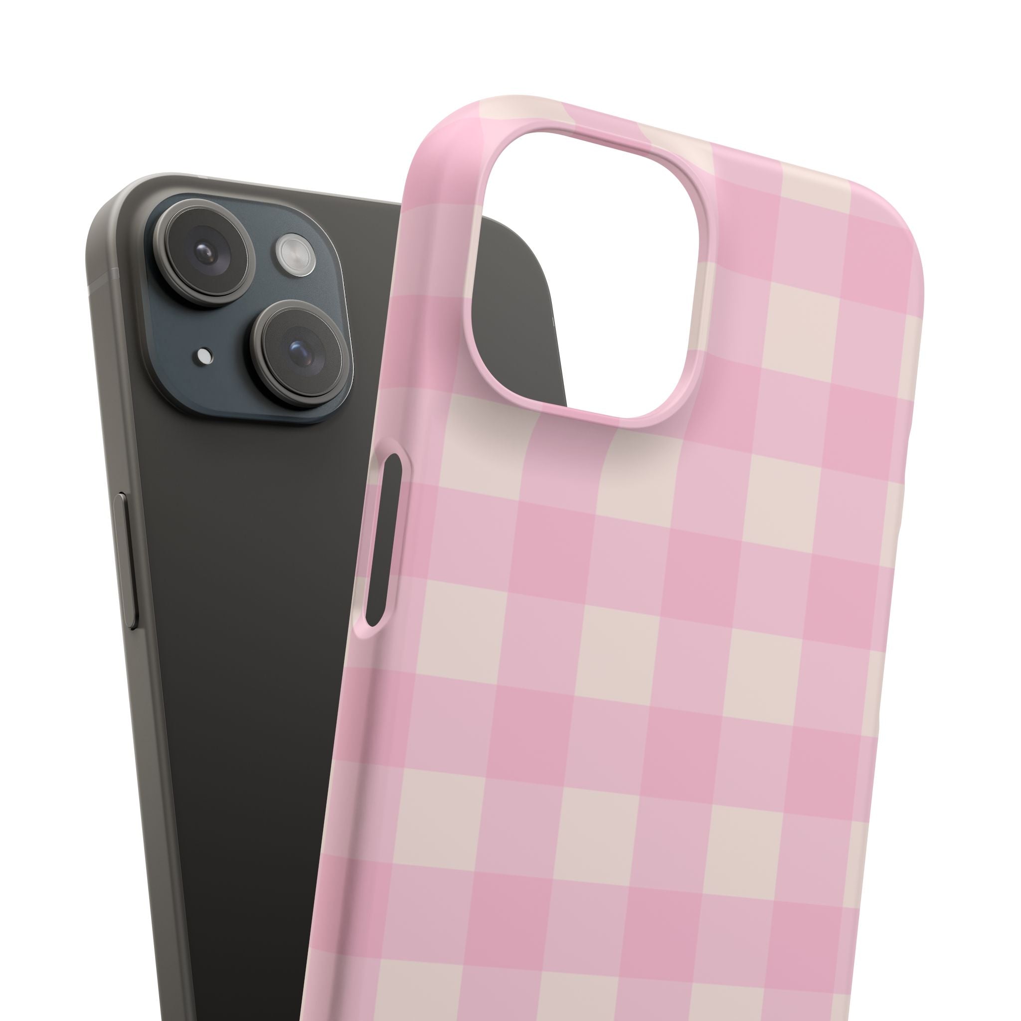 Pink Gingham Snap Phone Case - Cute Pastel Checkered iPhone Cover
