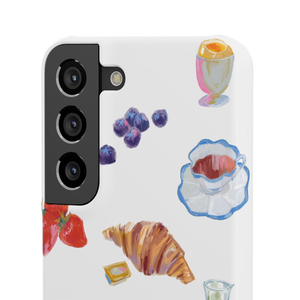 Phone Case — Watercolor Breakfast Pattern (croissant, berries, juice)