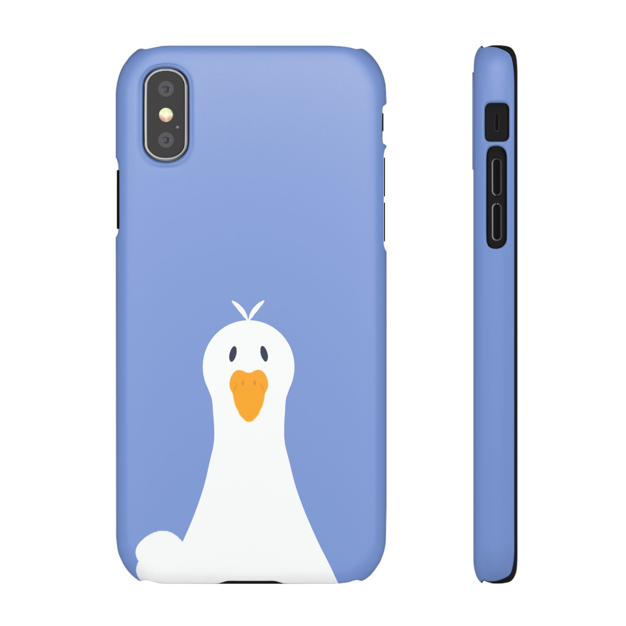 Cute Goose Phone Case – Blue Snap Phone Cover with Whimsical Bird Design