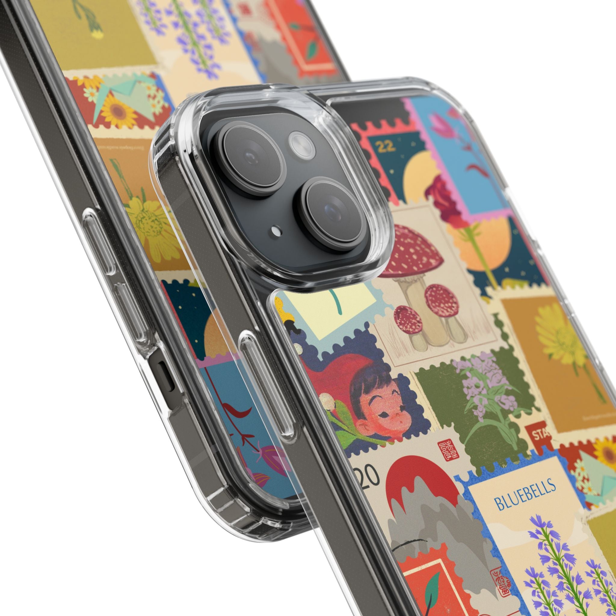 Clear Case — Vintage Floral Stamp Collage Phone Case