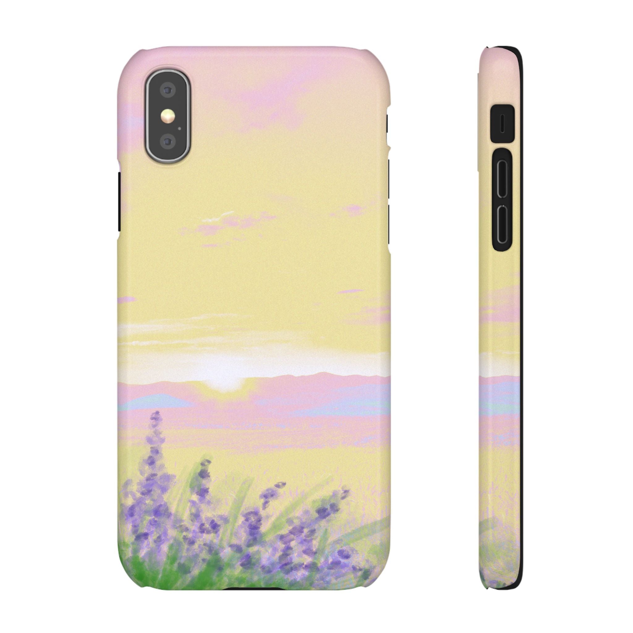 Pastel Lavender Field Phone Case — Sunset Sky Snap Case