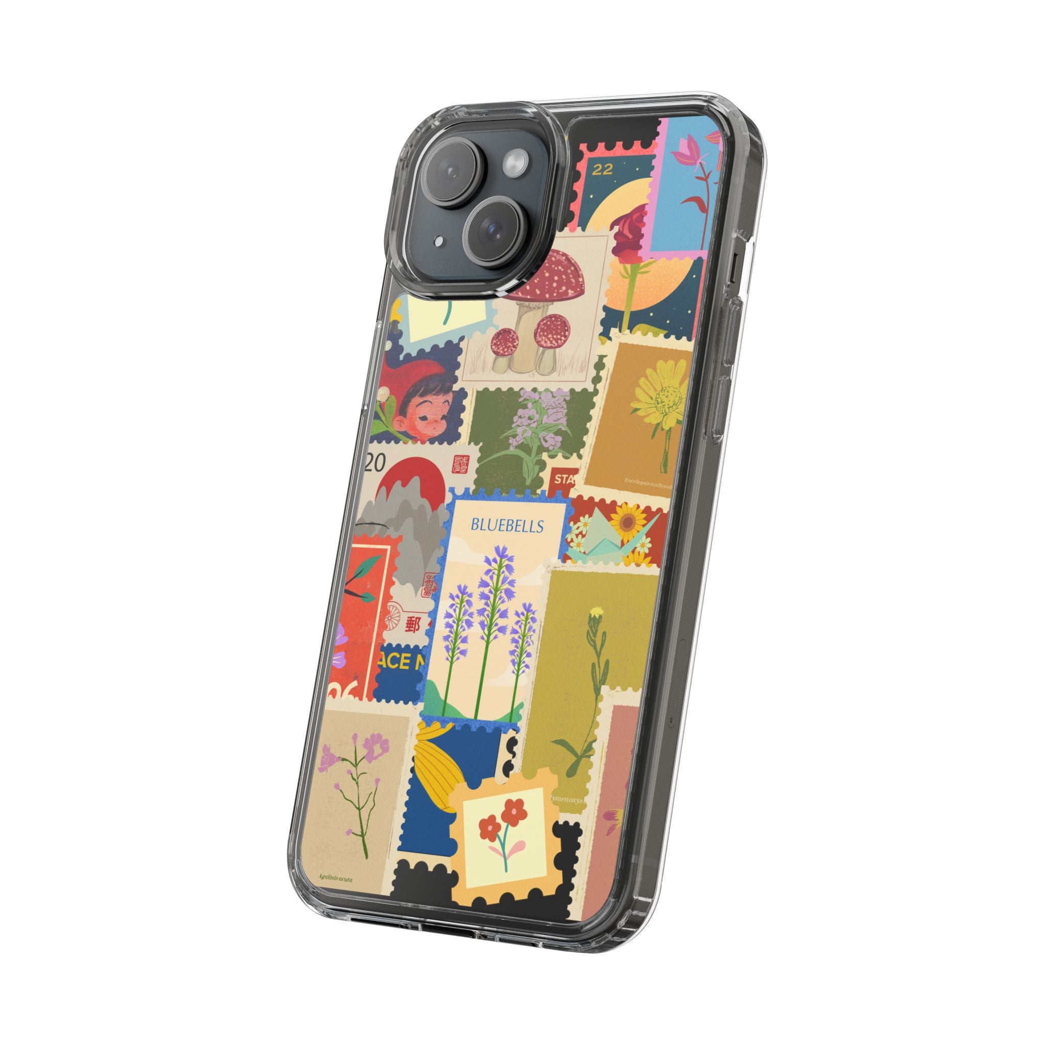 Clear Case — Vintage Floral Stamp Collage Phone Case