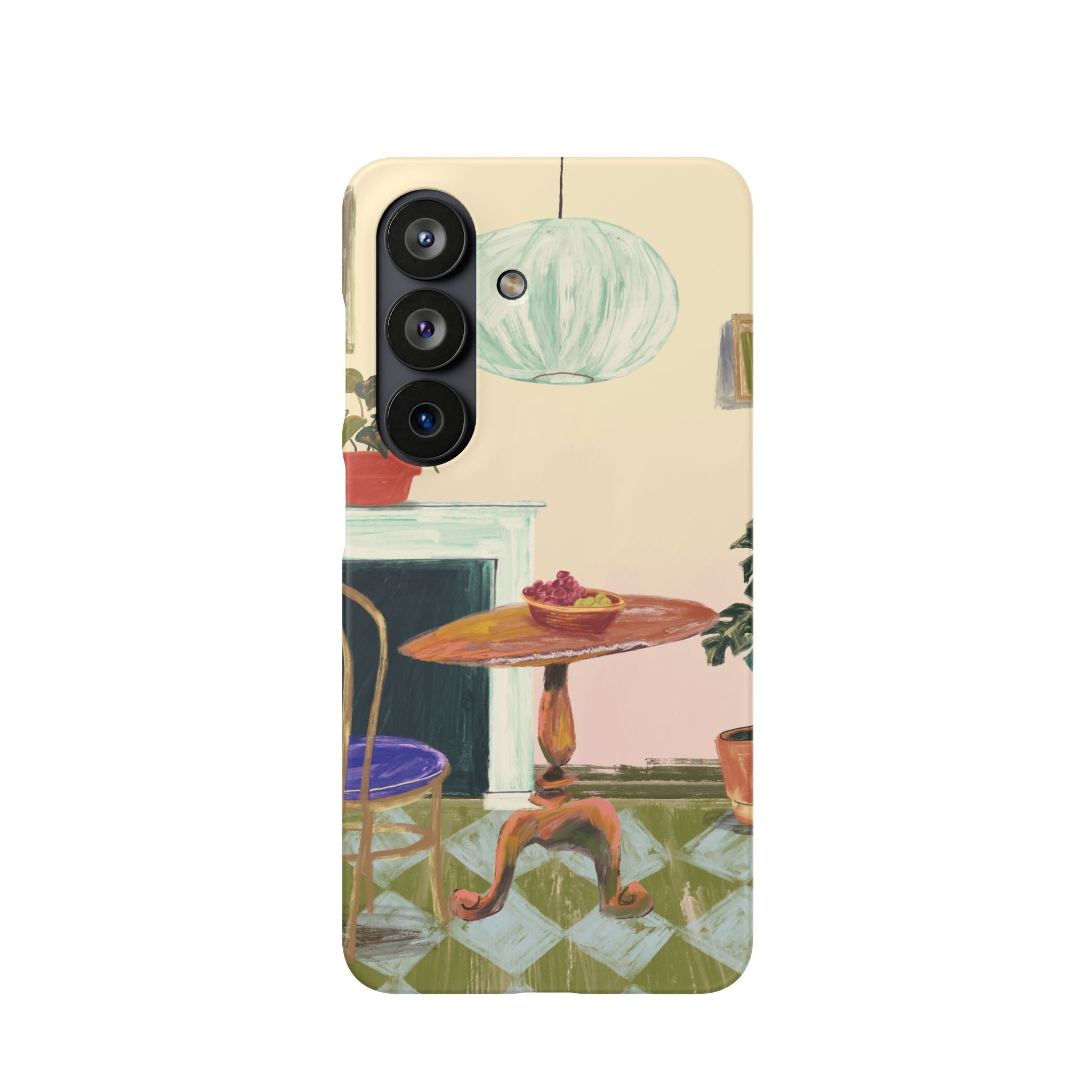 Vintage Bistro Phone Case — Cozy Cafe Interior Illustration Snap Case