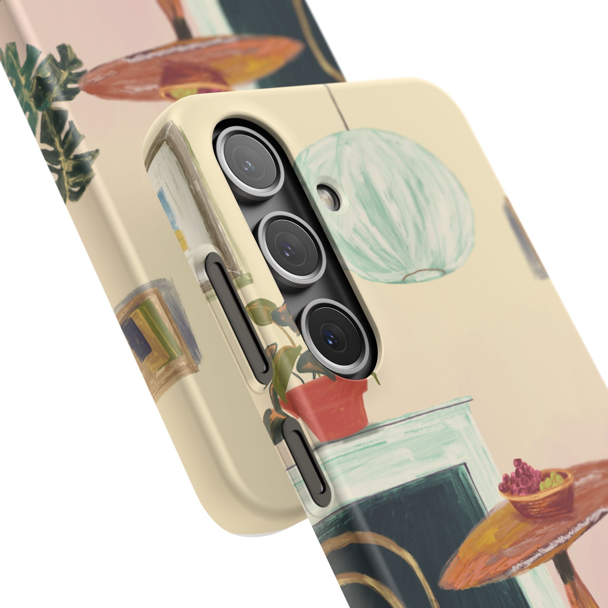 Vintage Bistro Phone Case — Cozy Cafe Interior Illustration Snap Case
