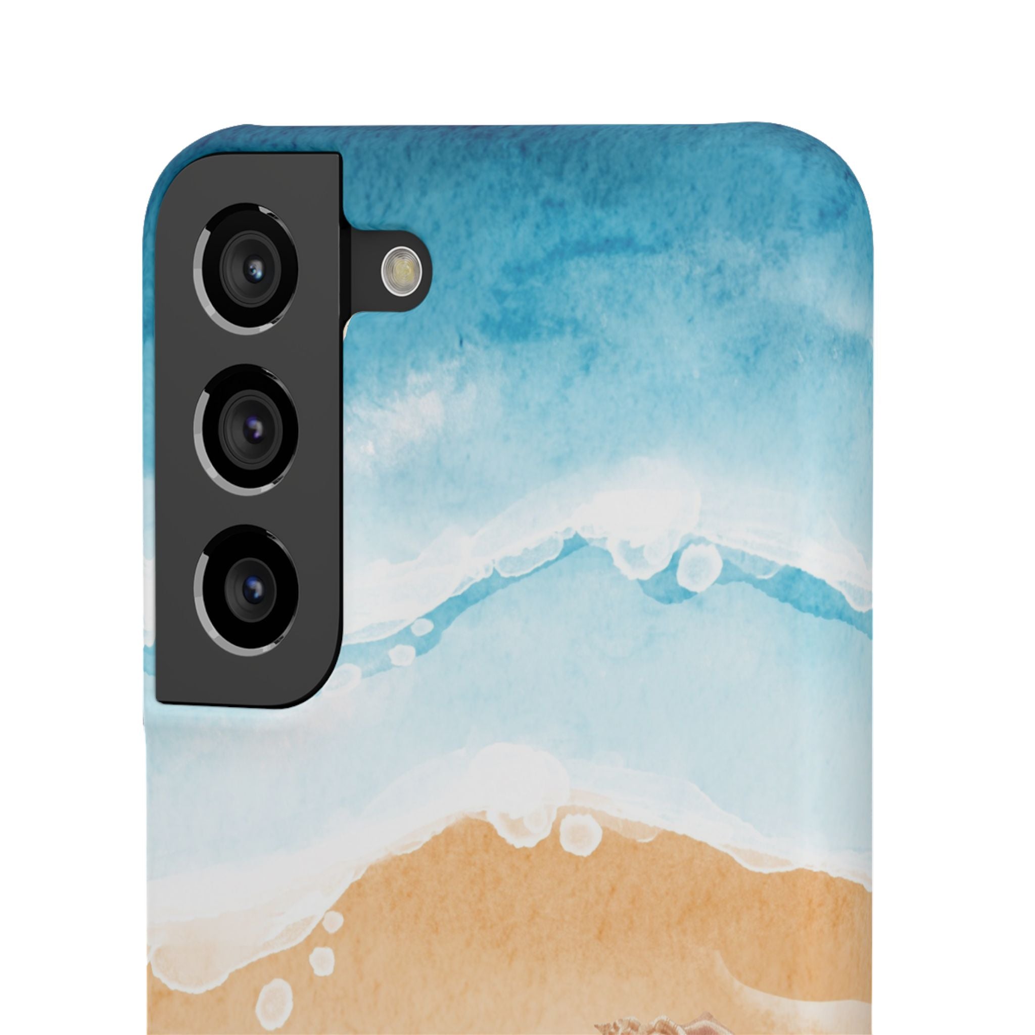 Beach Scene Phone Case — Watercolor Sand, Seashells & Crabs