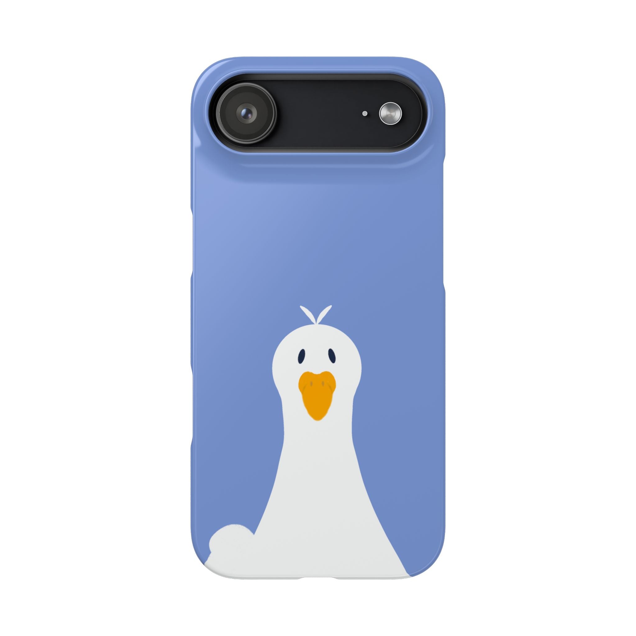 Cute Goose Phone Case – Blue Snap Phone Cover with Whimsical Bird Design