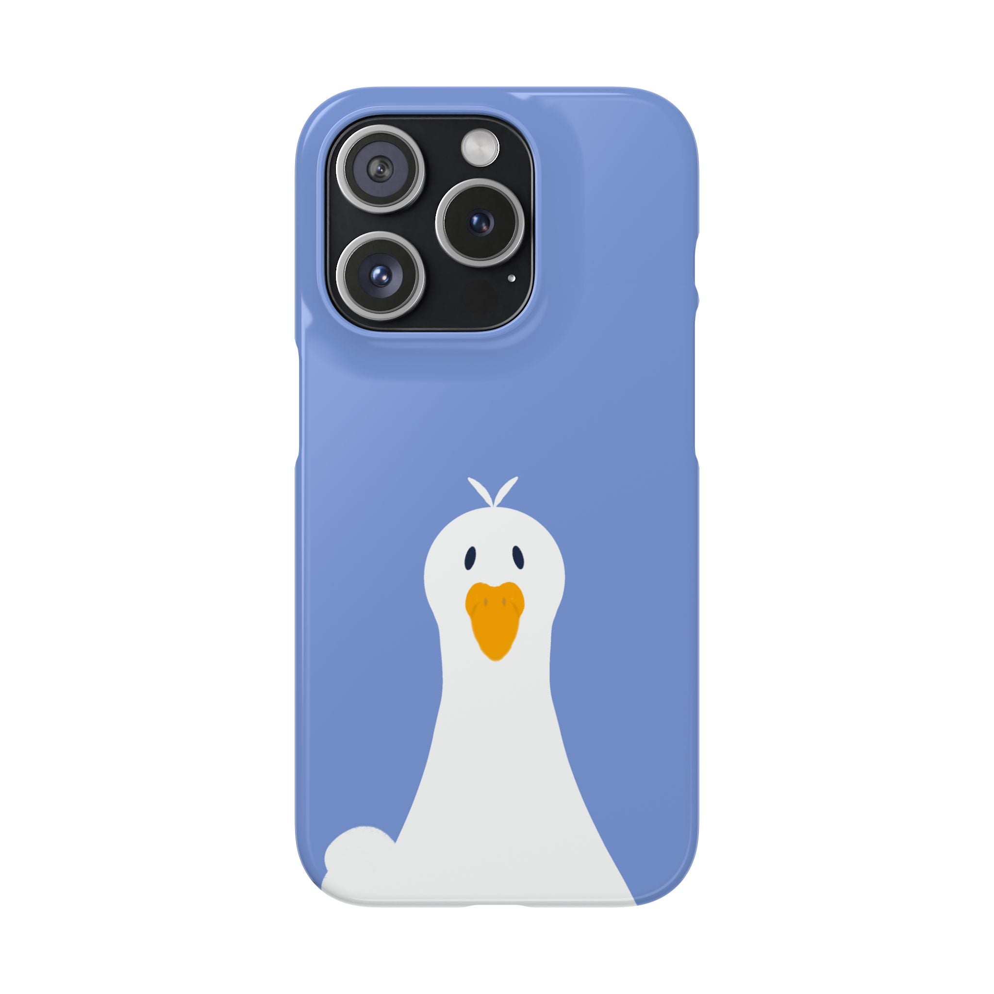 Cute Goose Phone Case – Blue Snap Phone Cover with Whimsical Bird Design