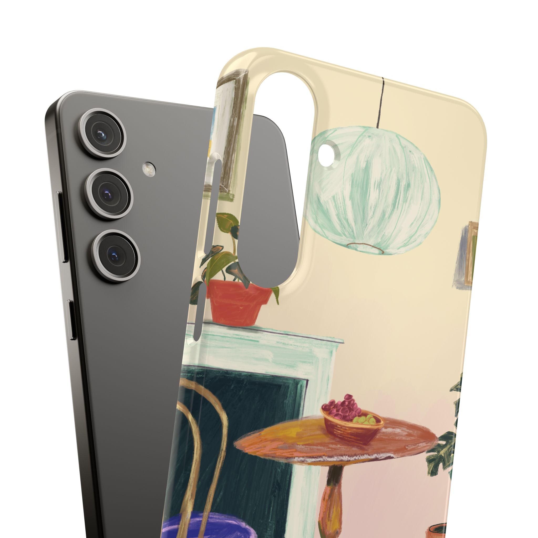 Vintage Bistro Phone Case — Cozy Cafe Interior Illustration Snap Case
