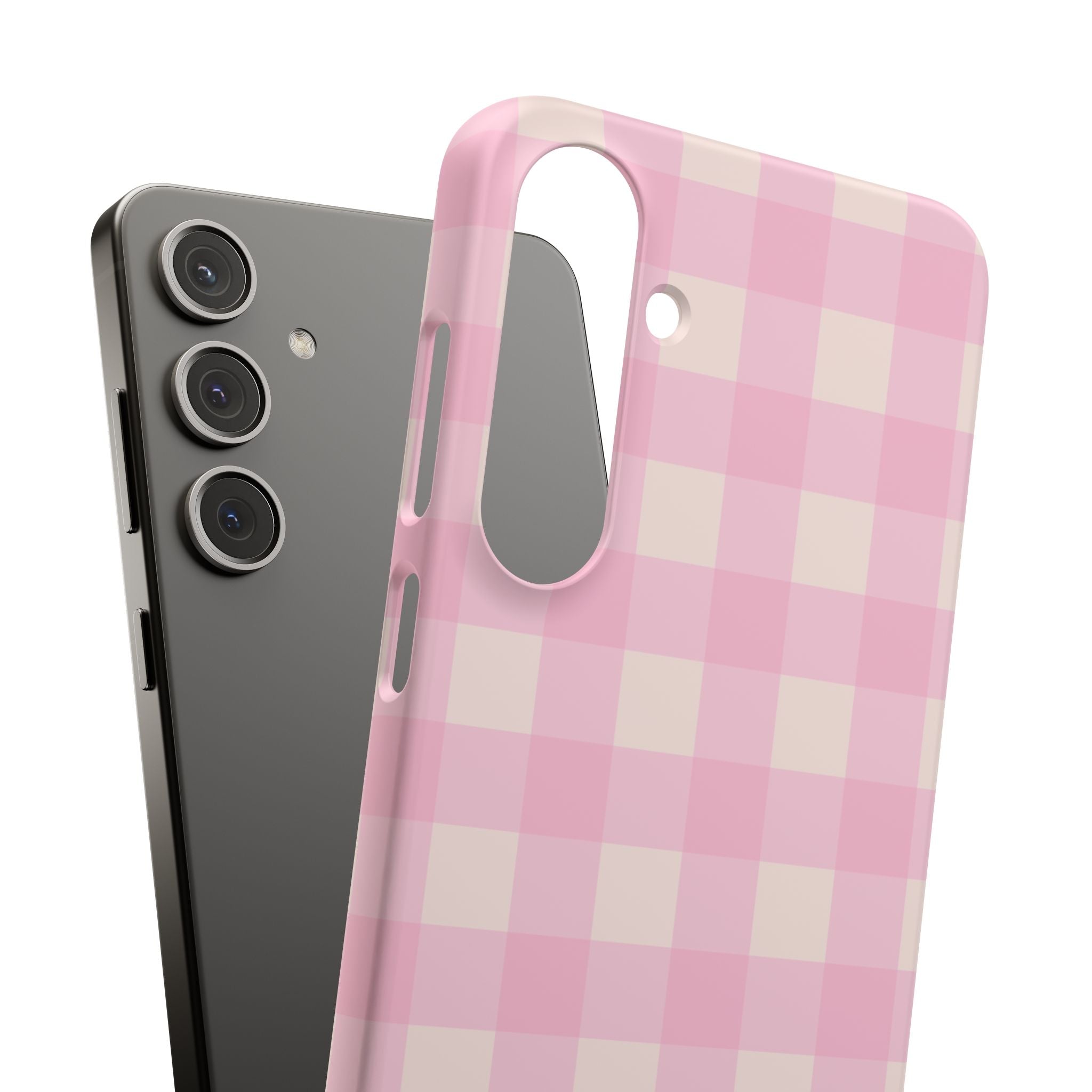 Pink Gingham Snap Phone Case - Cute Pastel Checkered iPhone Cover