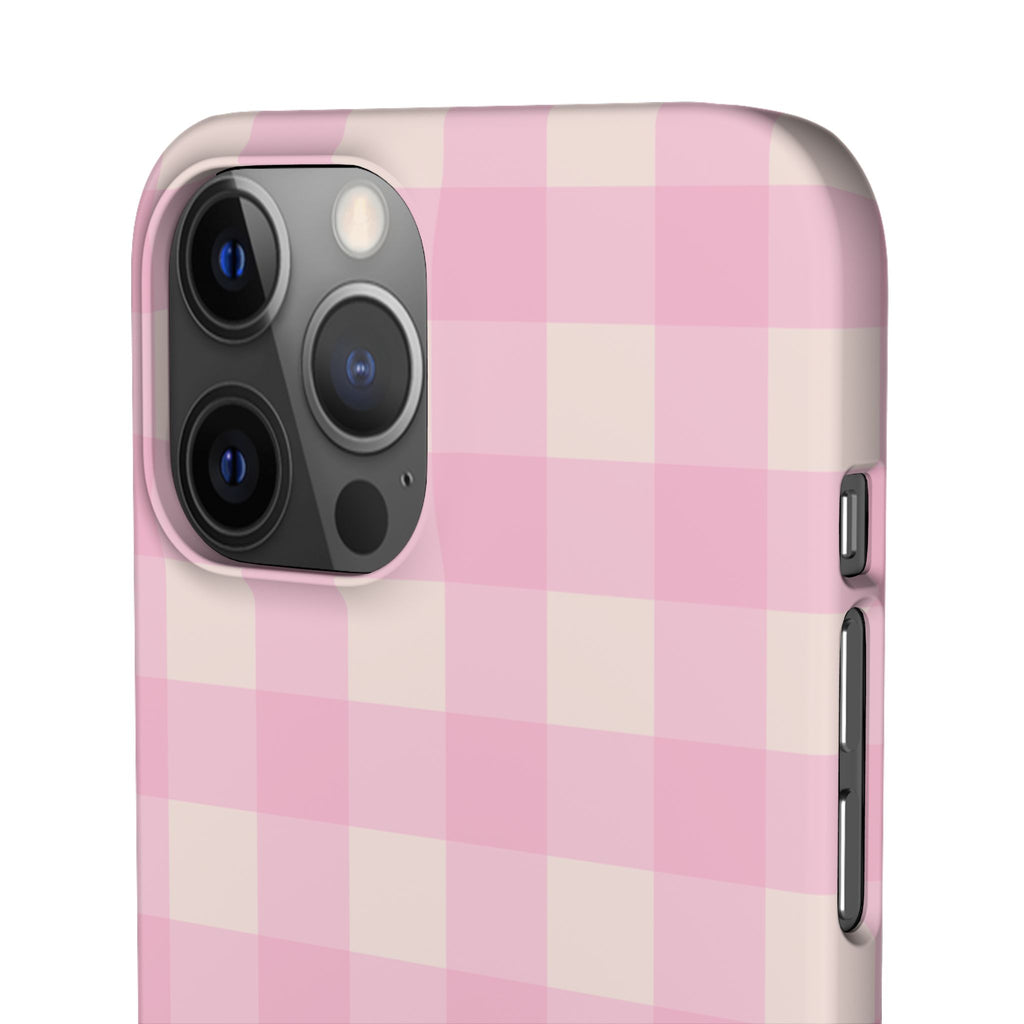 Pink Gingham Snap Phone Case - Cute Pastel Checkered iPhone Cover