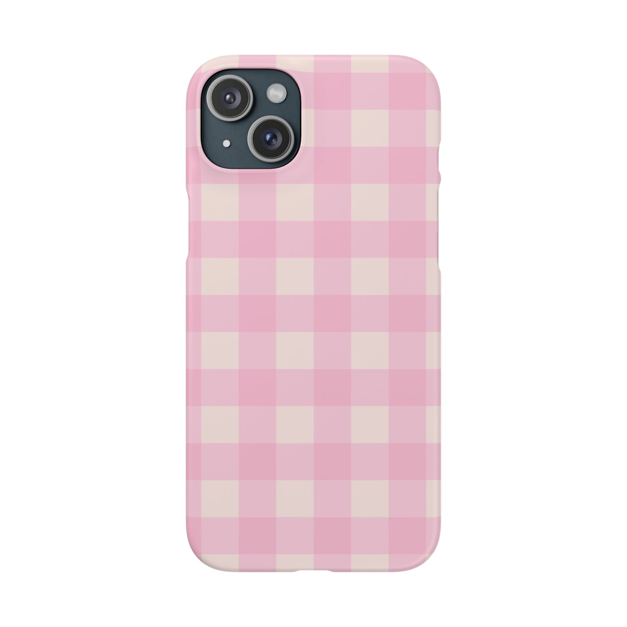 Pink Gingham Snap Phone Case - Cute Pastel Checkered iPhone Cover