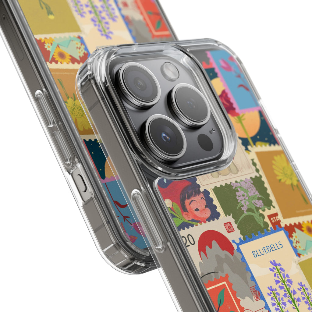 Clear Case — Vintage Floral Stamp Collage Phone Case
