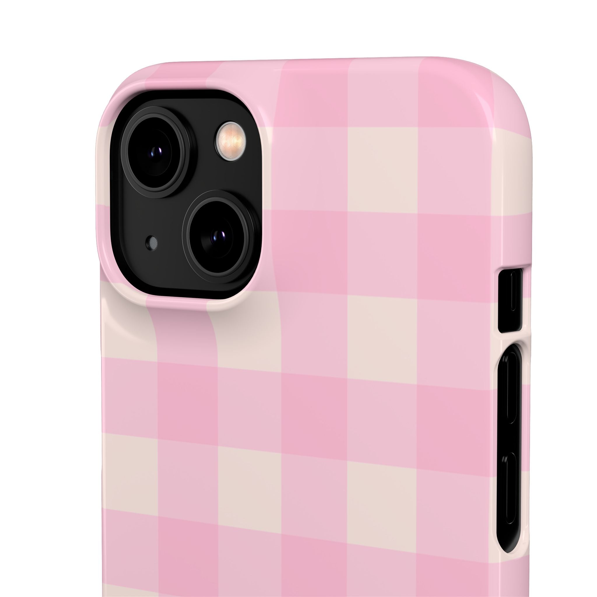 Pink Gingham Snap Phone Case - Cute Pastel Checkered iPhone Cover