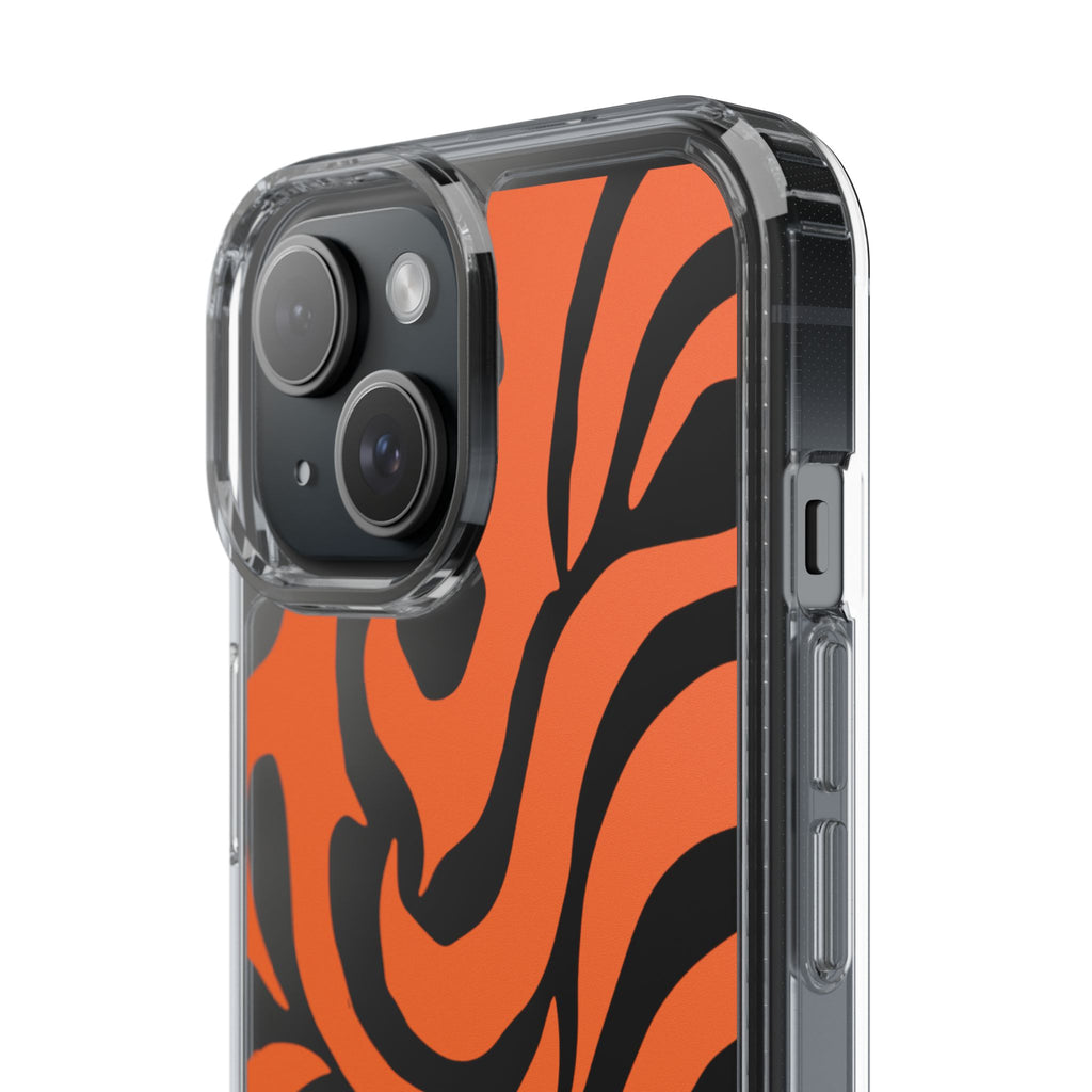 Orange Tiger Stripe Clear Phone Case — Bold Animal Print iPhone Cover