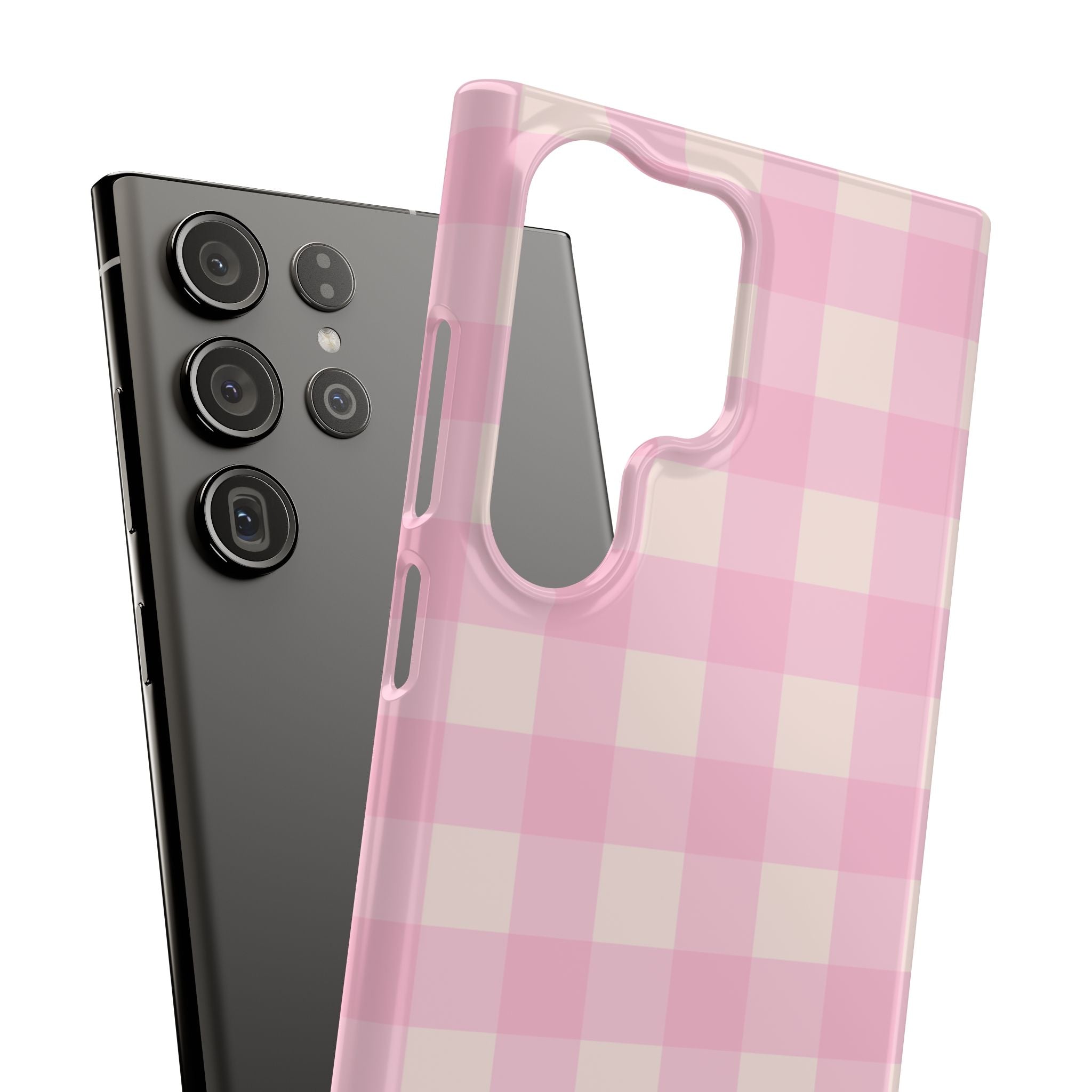 Pink Gingham Snap Phone Case - Cute Pastel Checkered iPhone Cover