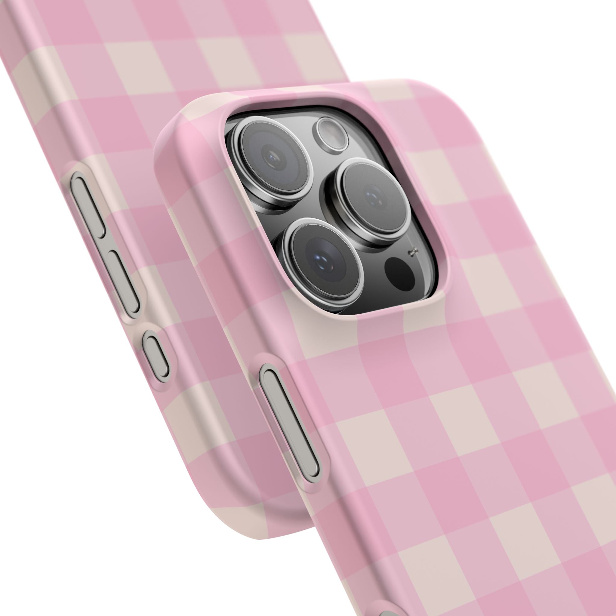 Pink Gingham Snap Phone Case - Cute Pastel Checkered iPhone Cover