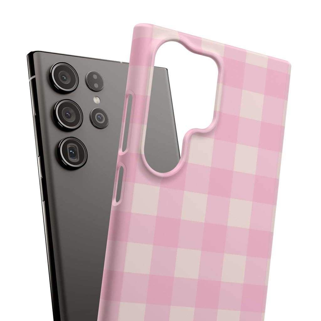 Pink Gingham Snap Phone Case - Cute Pastel Checkered iPhone Cover