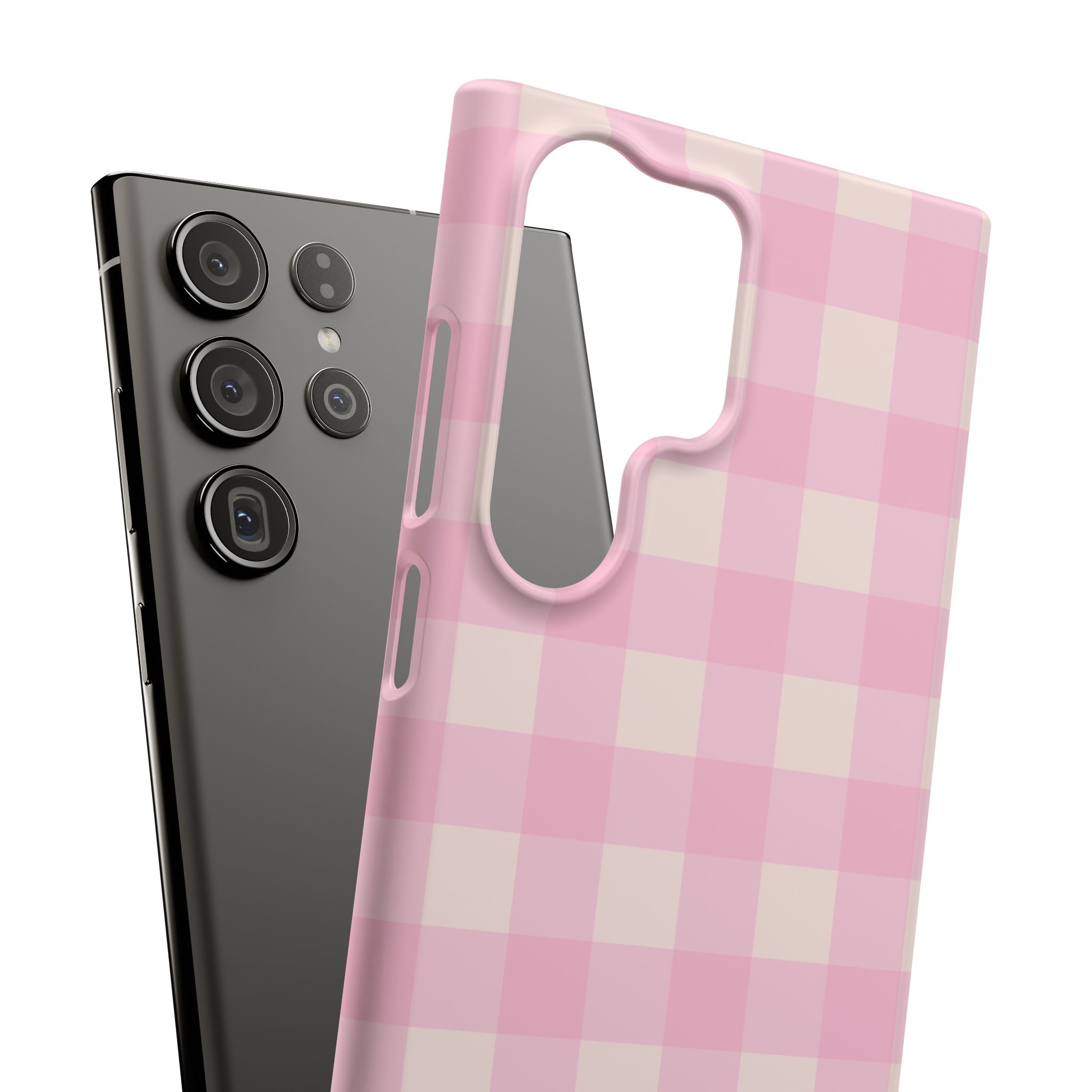 Pink Gingham Snap Phone Case - Cute Pastel Checkered iPhone Cover